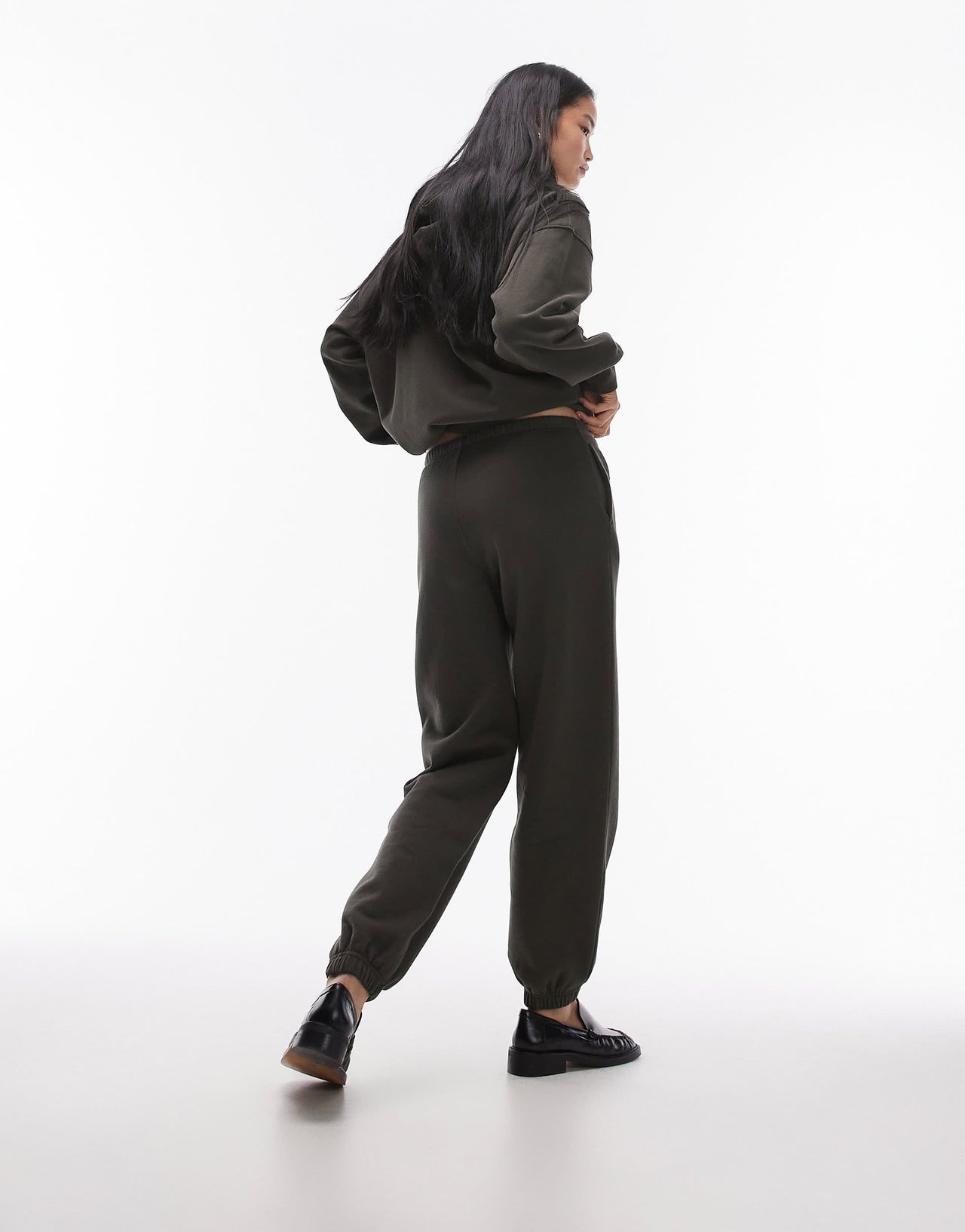 ARKET soft jersey joggers with elasticated cuff in khaki green
