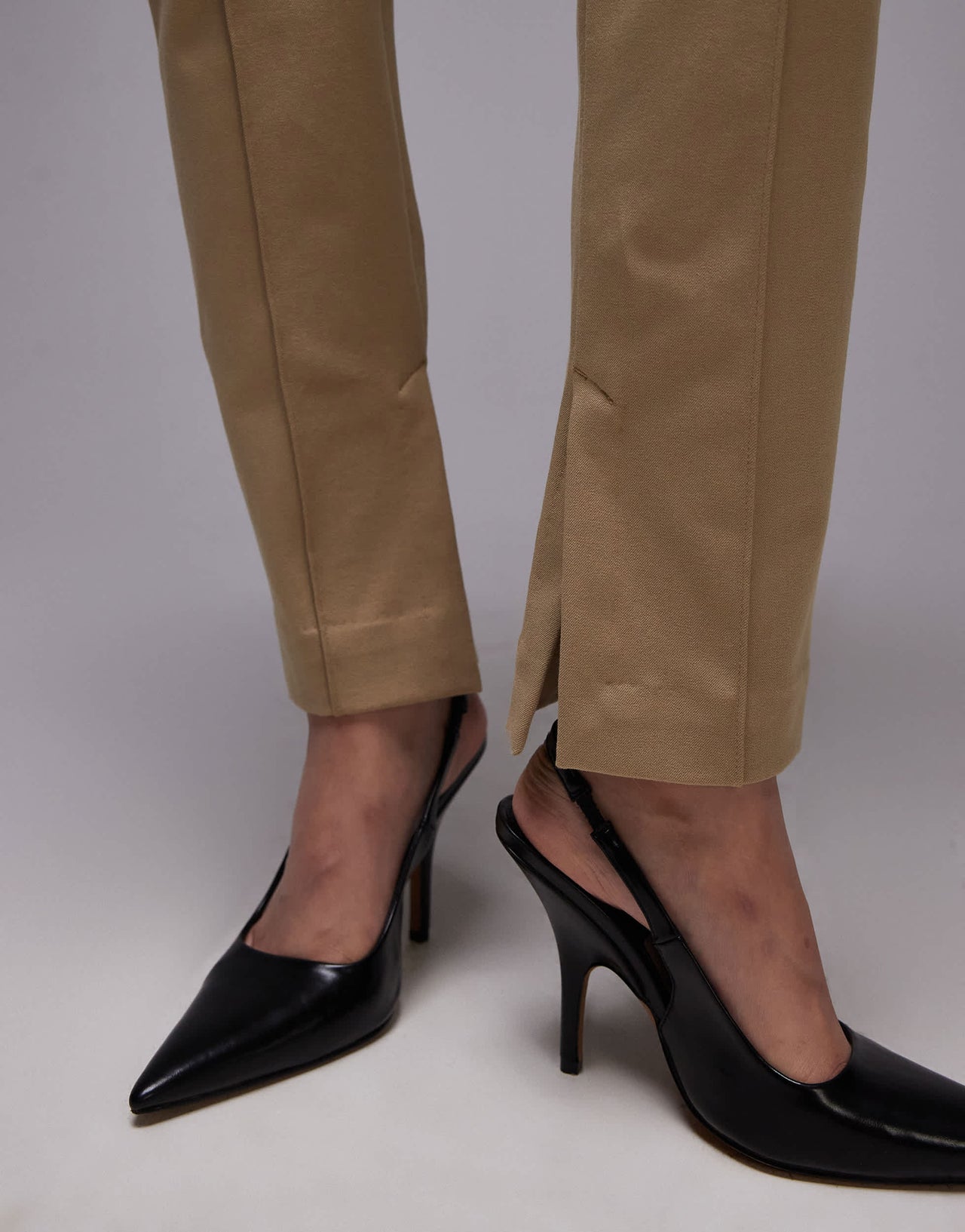 ARKET stretch slim leg trousers with zip hem in beige