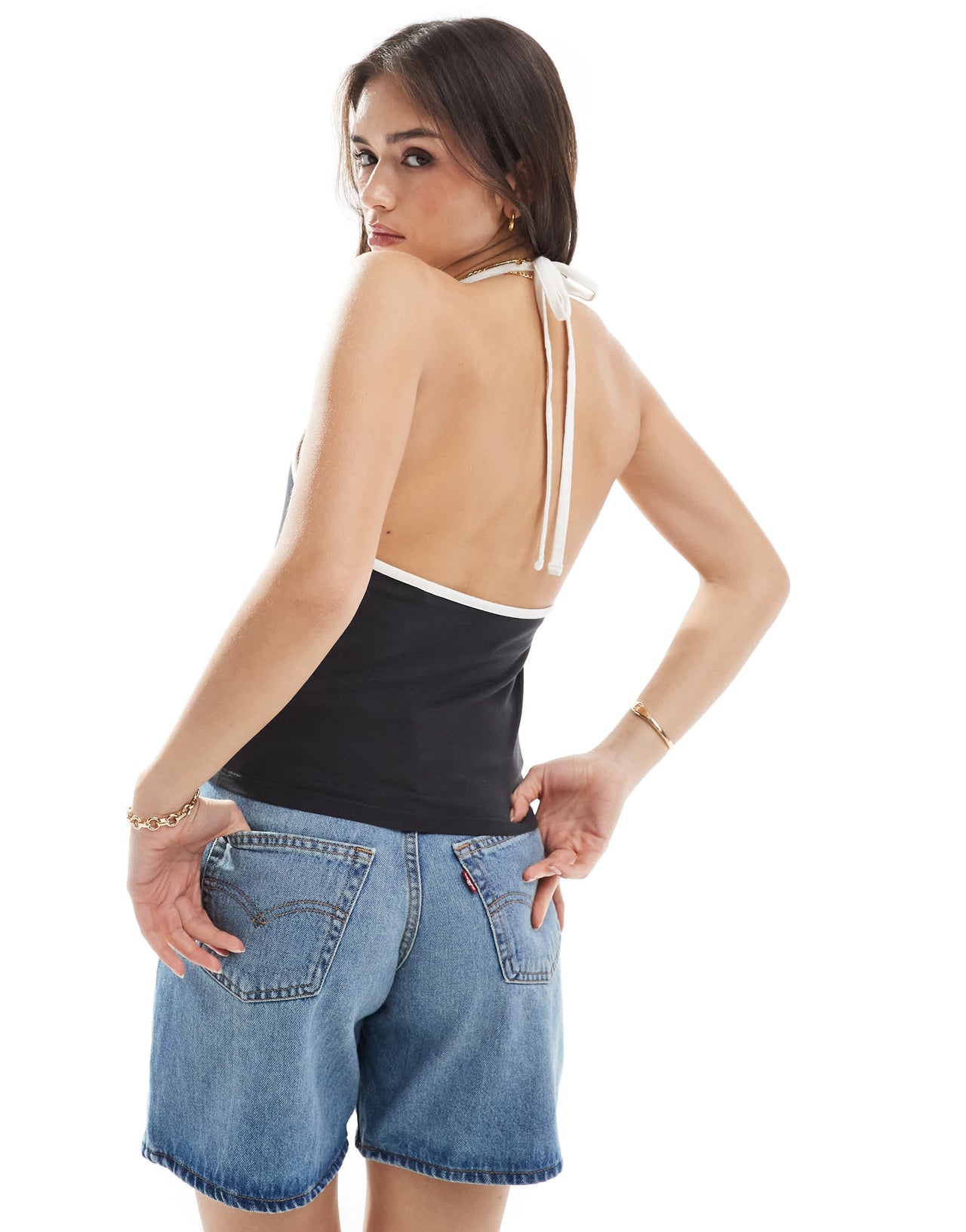 Levi's halter top with central logo in black