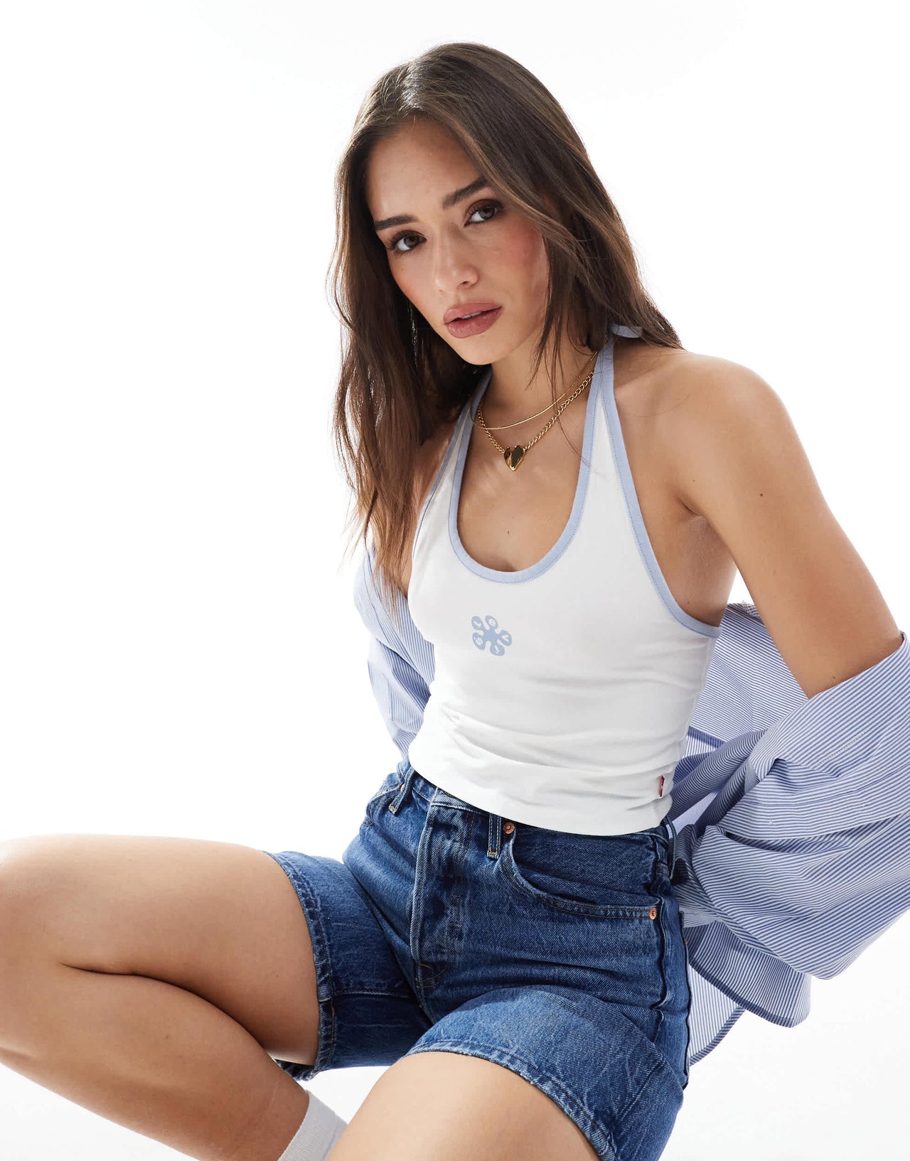 Levi's halter top with central logo in white