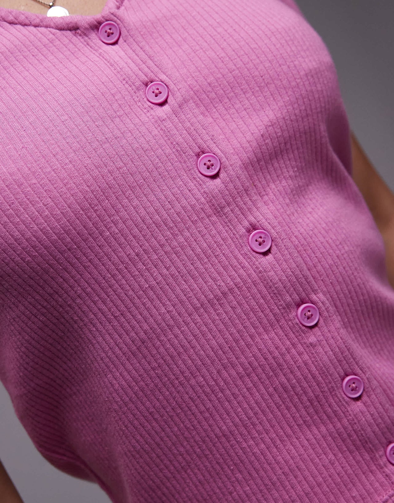 Levi's ribbed button up crop top in pink