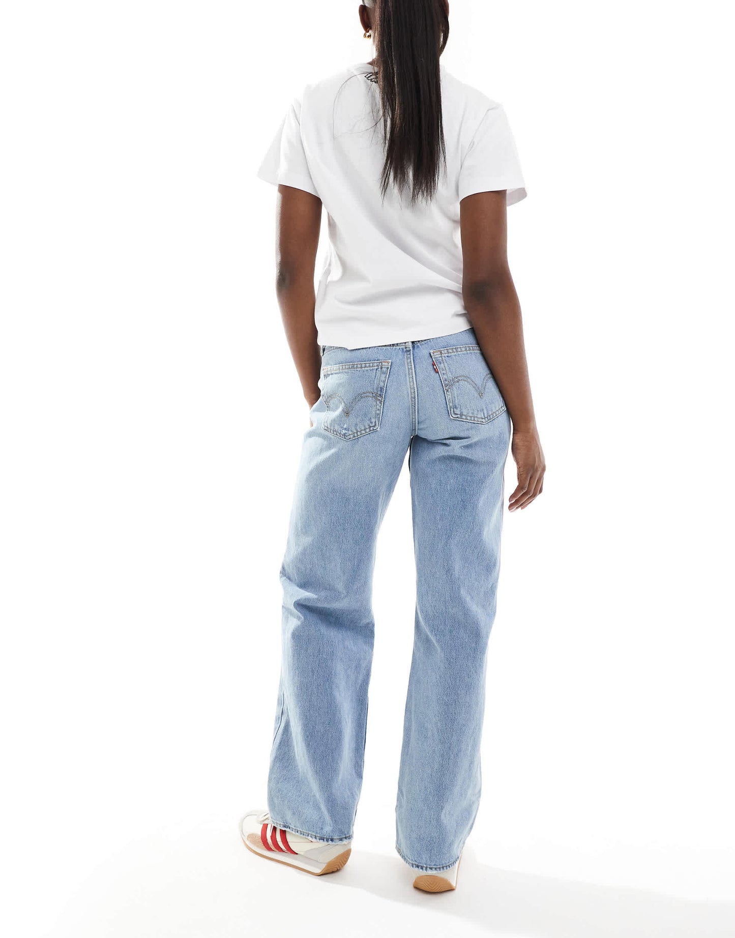 Levi's superlow loose jeans with rips in light blue