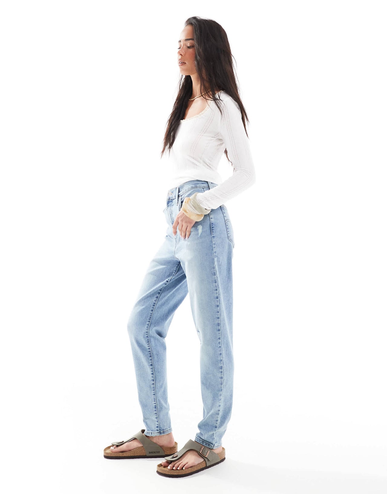 Levi's high waisted mom jean in light blue