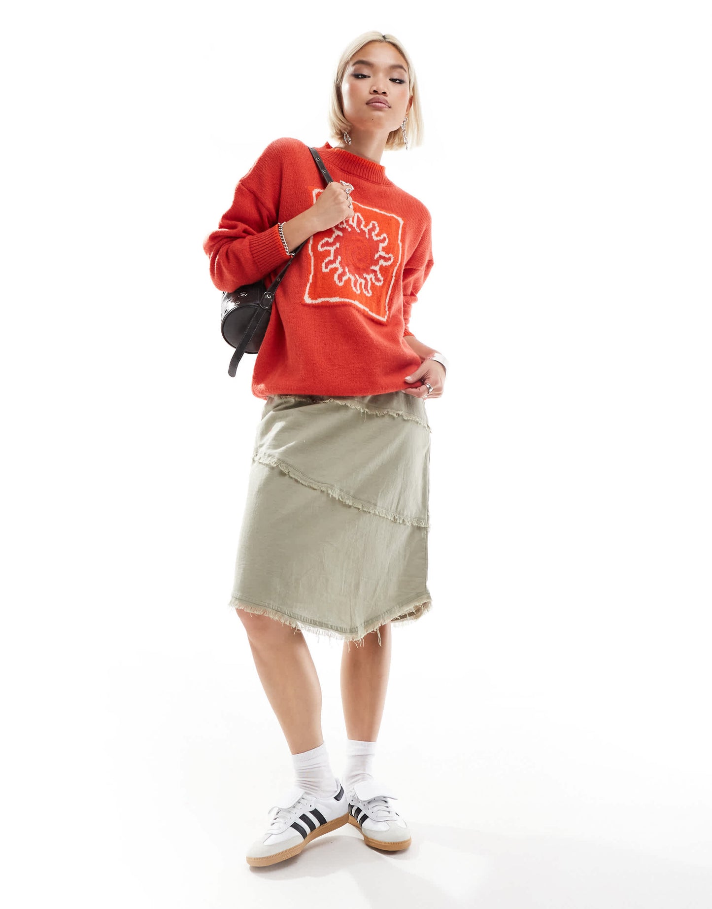 Daisy Street sun intarsia knitted jumper with tipping