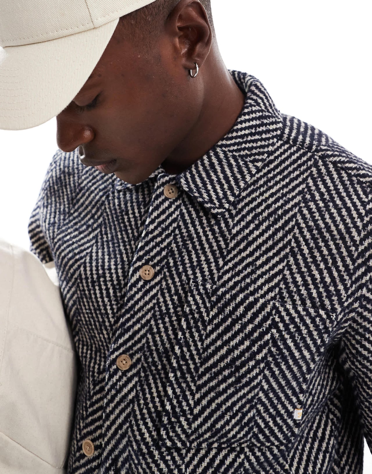 Farah davies chevron overshirt in navy