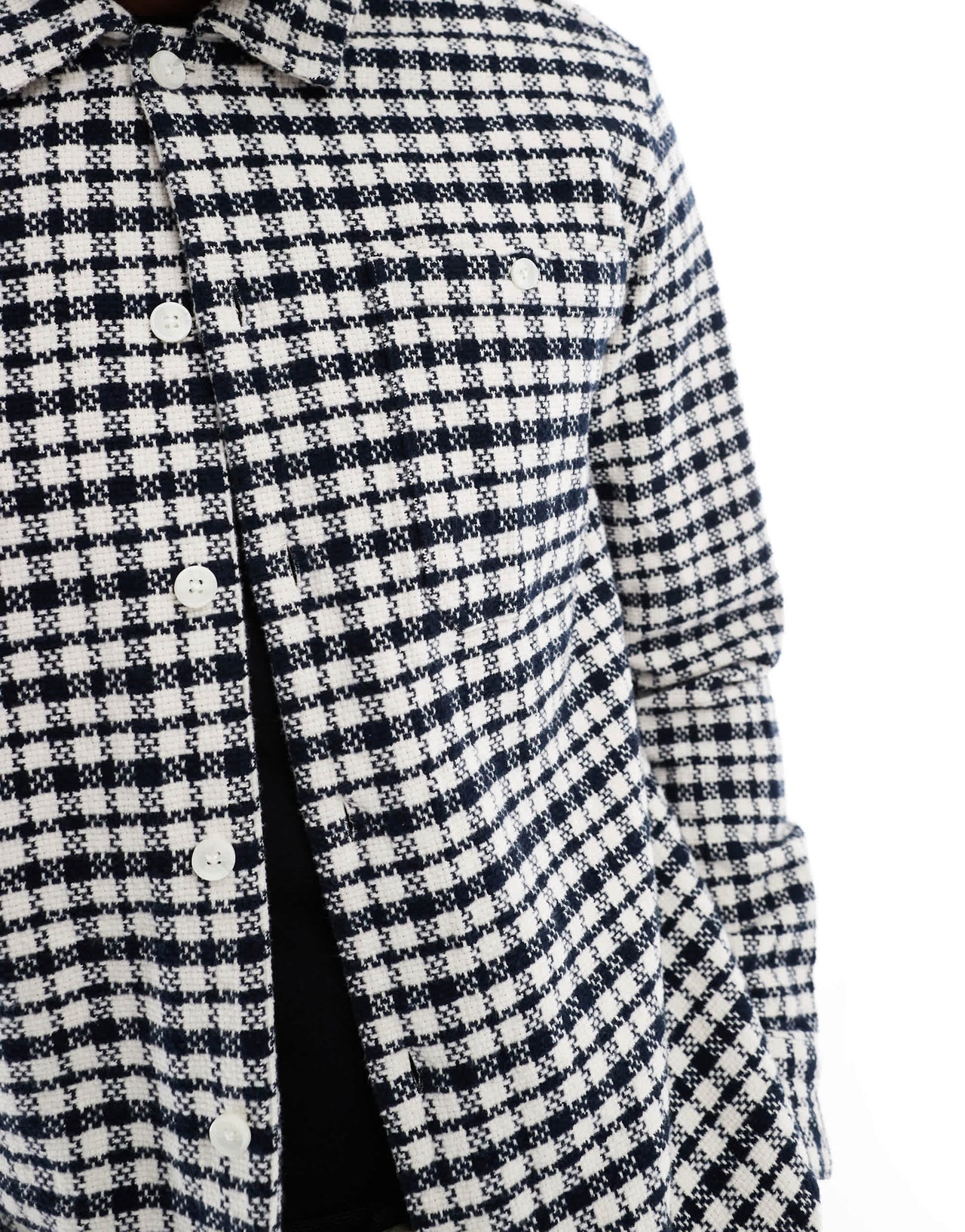 Farah Thawley check shacket in khaki navy