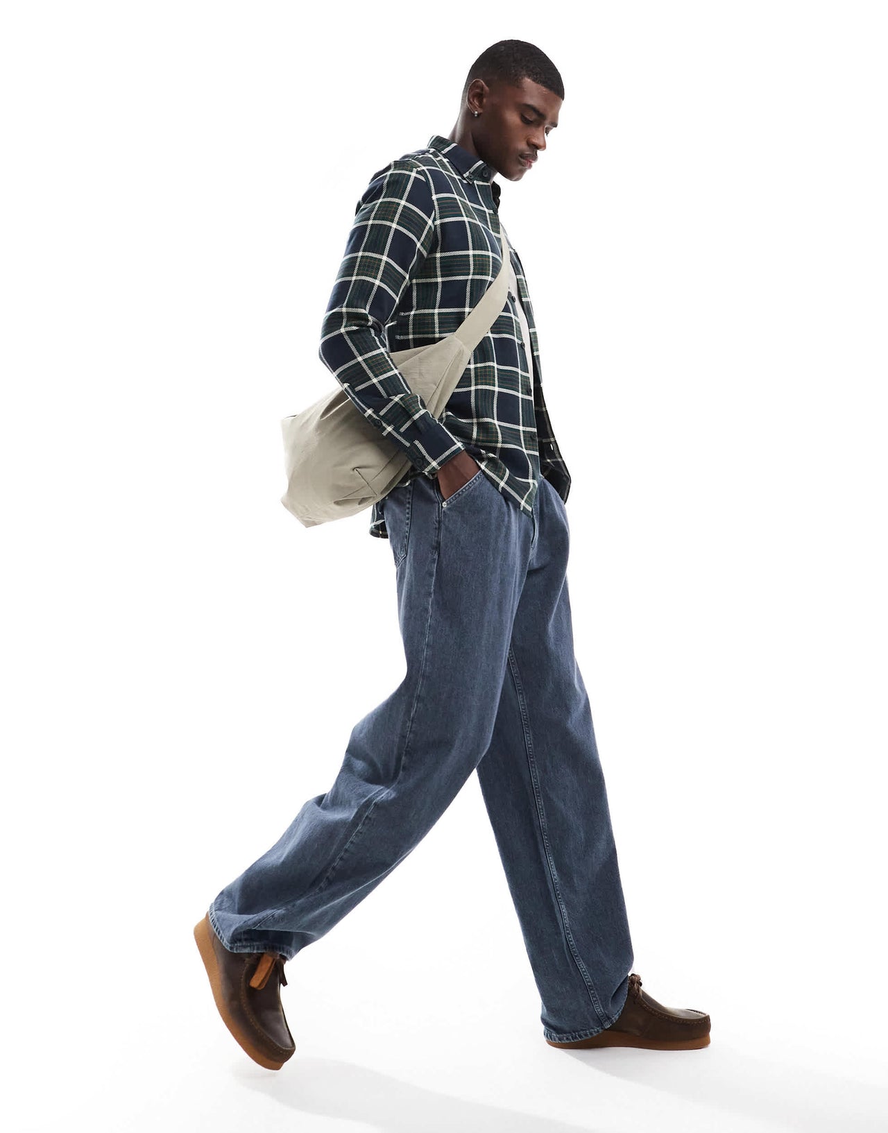 Farah Marcelo check longsleeve shirt in navy