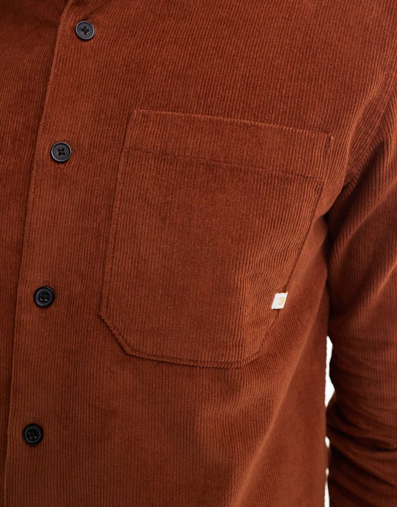 Farah Spencer cord longsleeve shirt in brown