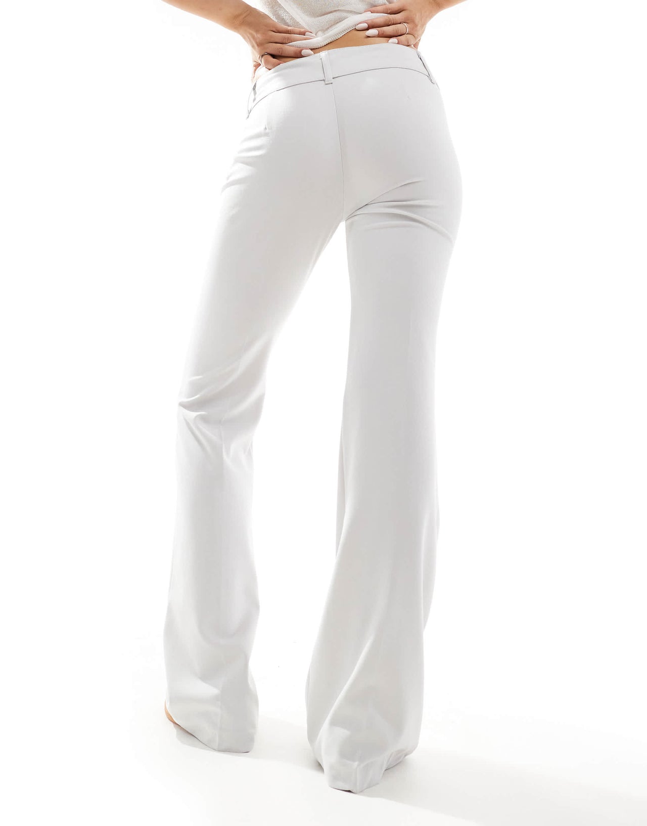 Pull&Bear tailored flare trouser in light grey