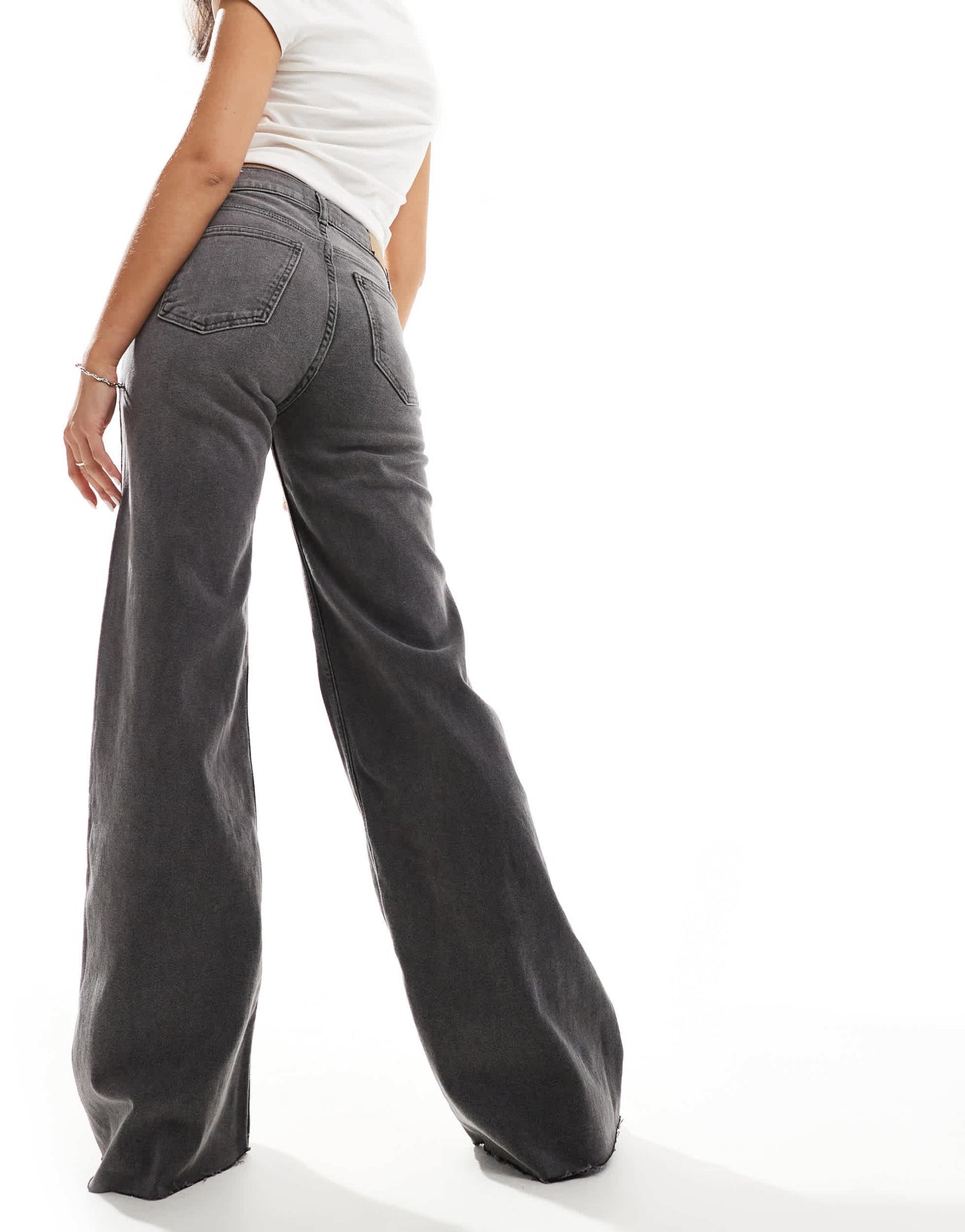 Pull&Bear comfort wide leg jean in washed grey