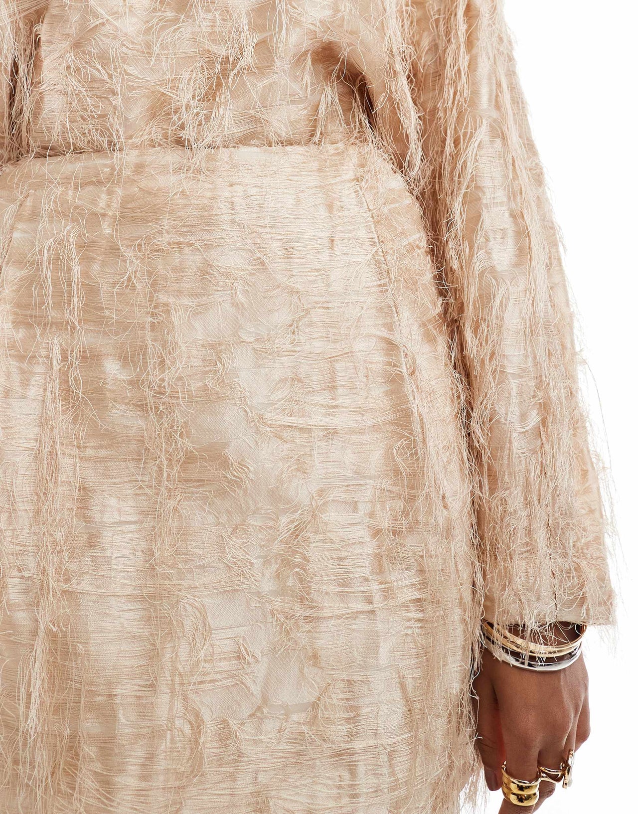 & Other Stories co-ord hairy texture jacquard mini skirt in beige