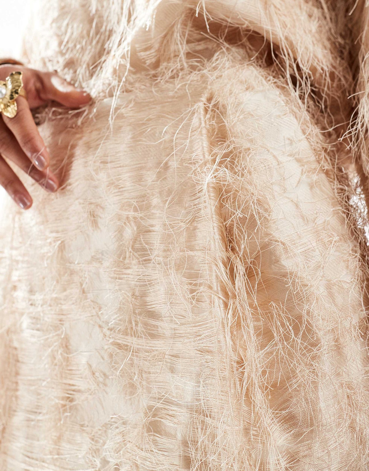 & Other Stories co-ord hairy texture jacquard mini skirt in beige