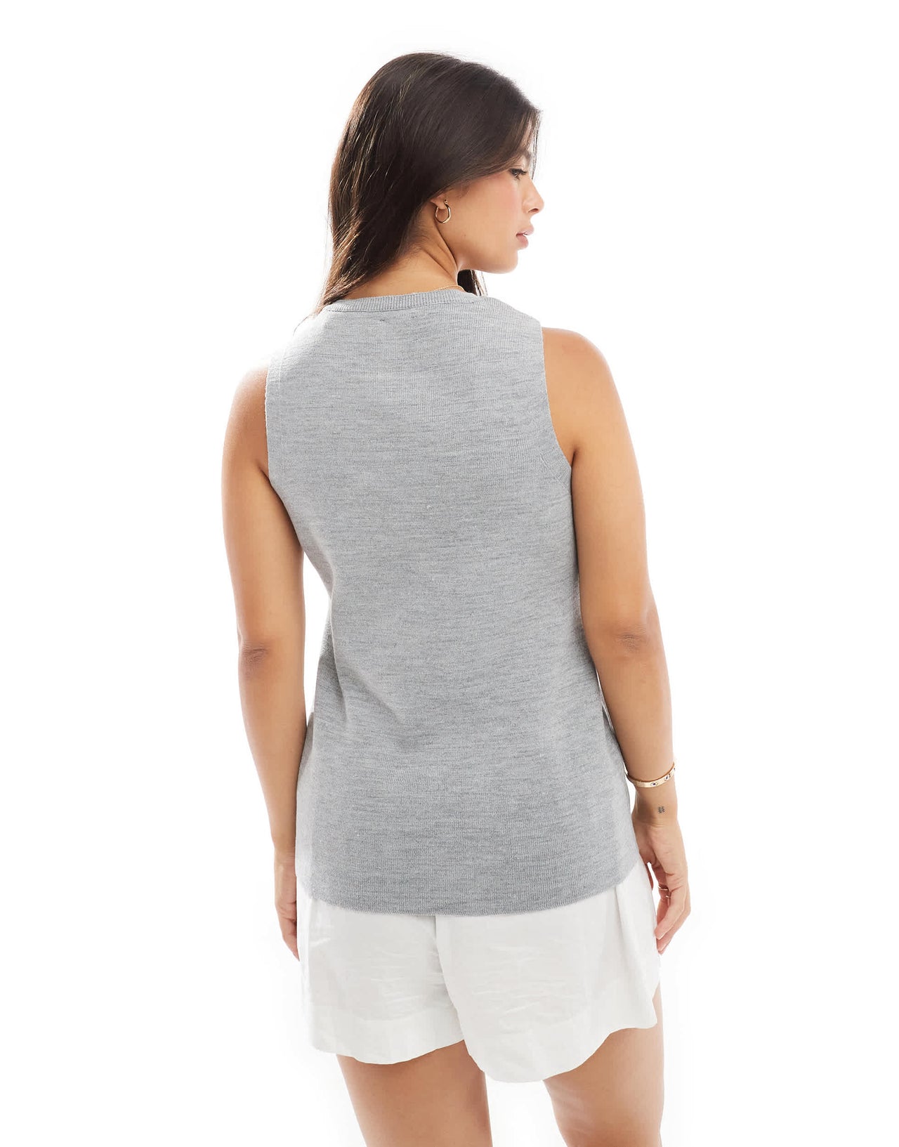ASOS DESIGN knitted structured asymmetric button front waistcoat with split in grey