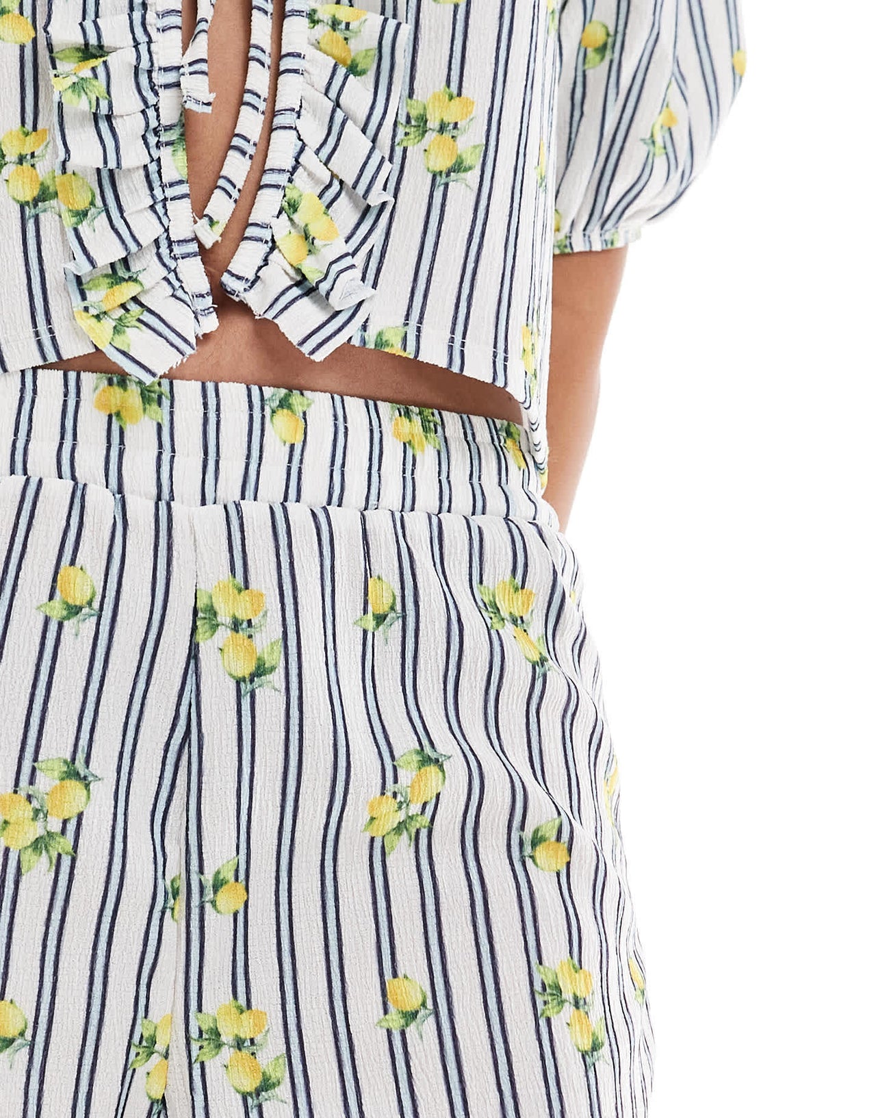 ASOS DESIGN boxer short co-ord in lemon and stripe print