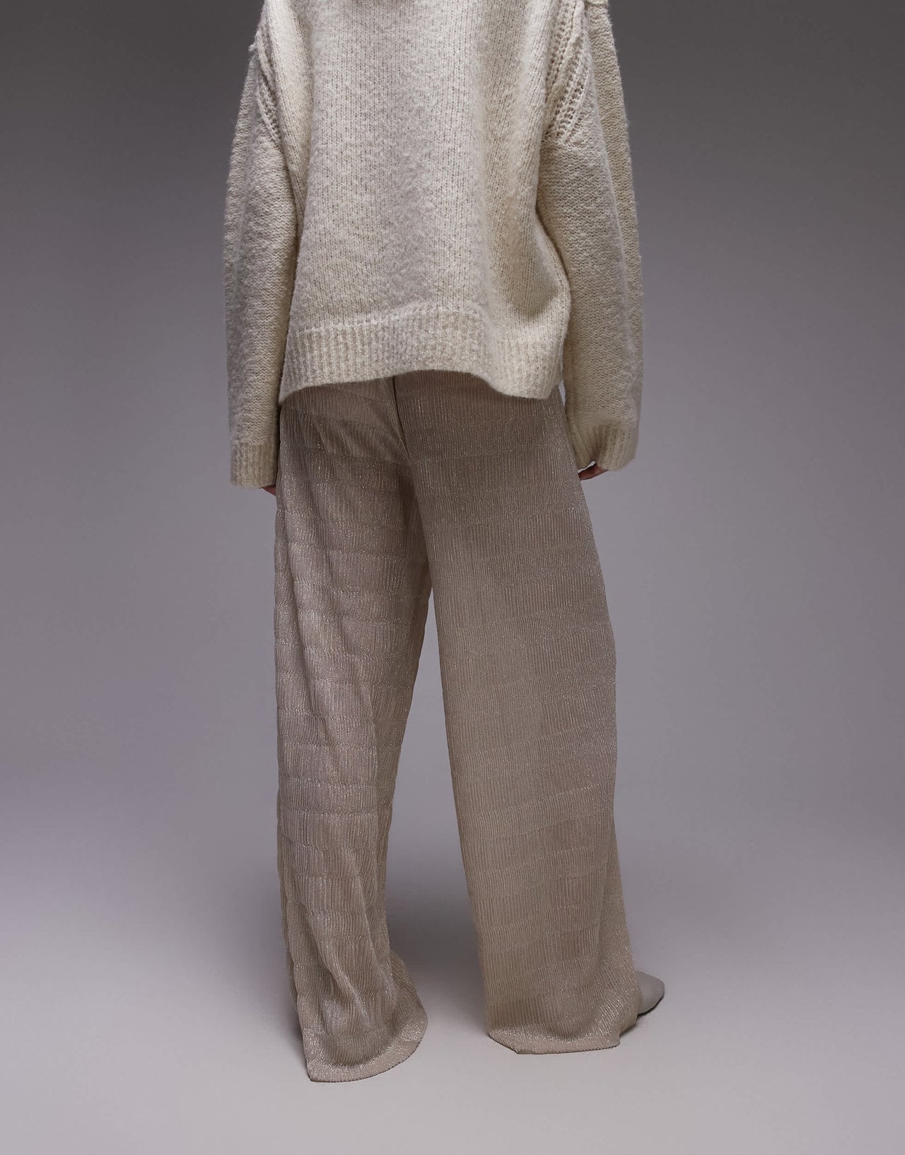 Topshop sheer metallic crinkle trouser in gold