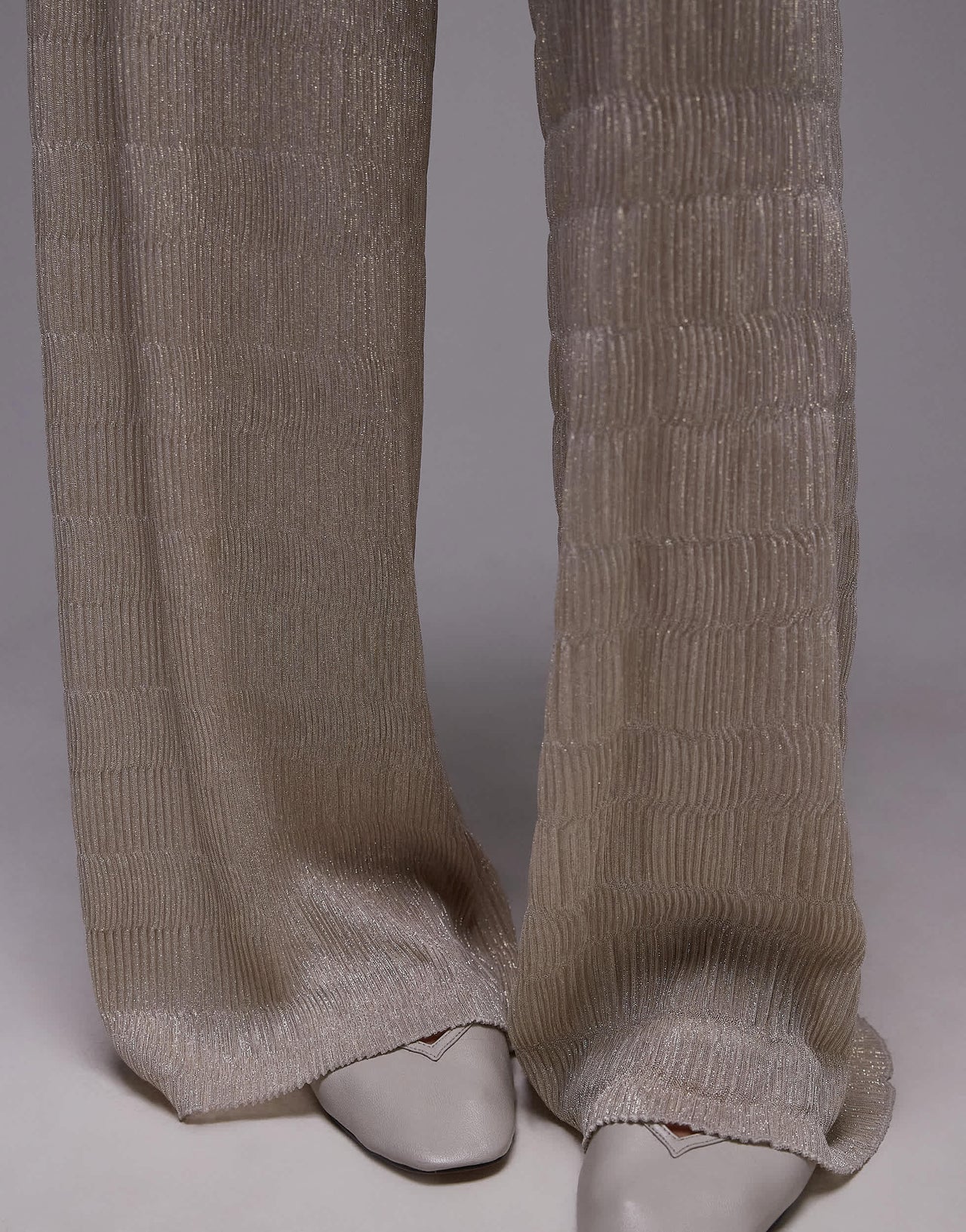 Topshop sheer metallic crinkle trouser in gold