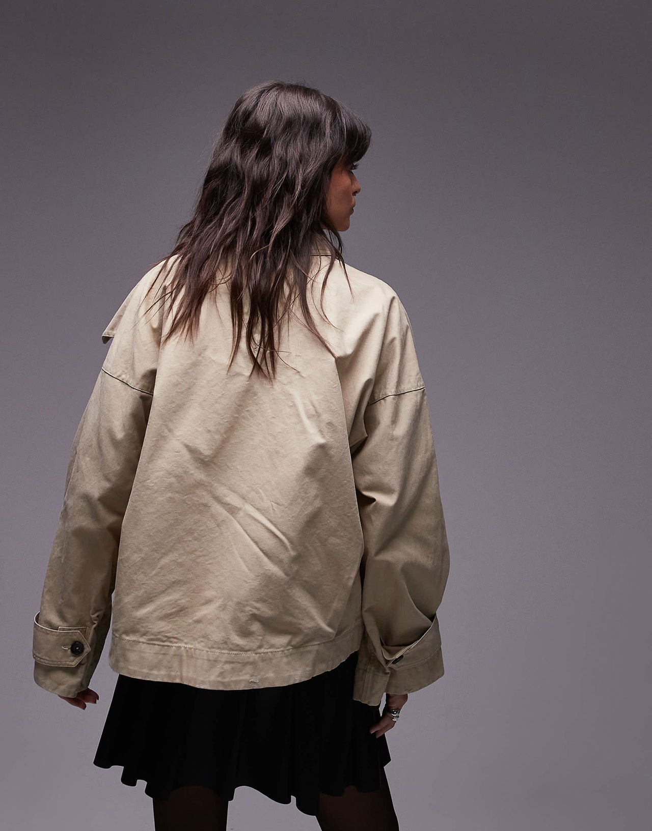 Mango cropped oversized trench coat in beige