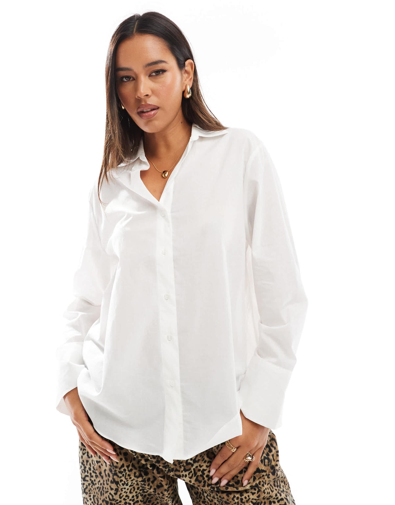 Mango oversized shirt in white