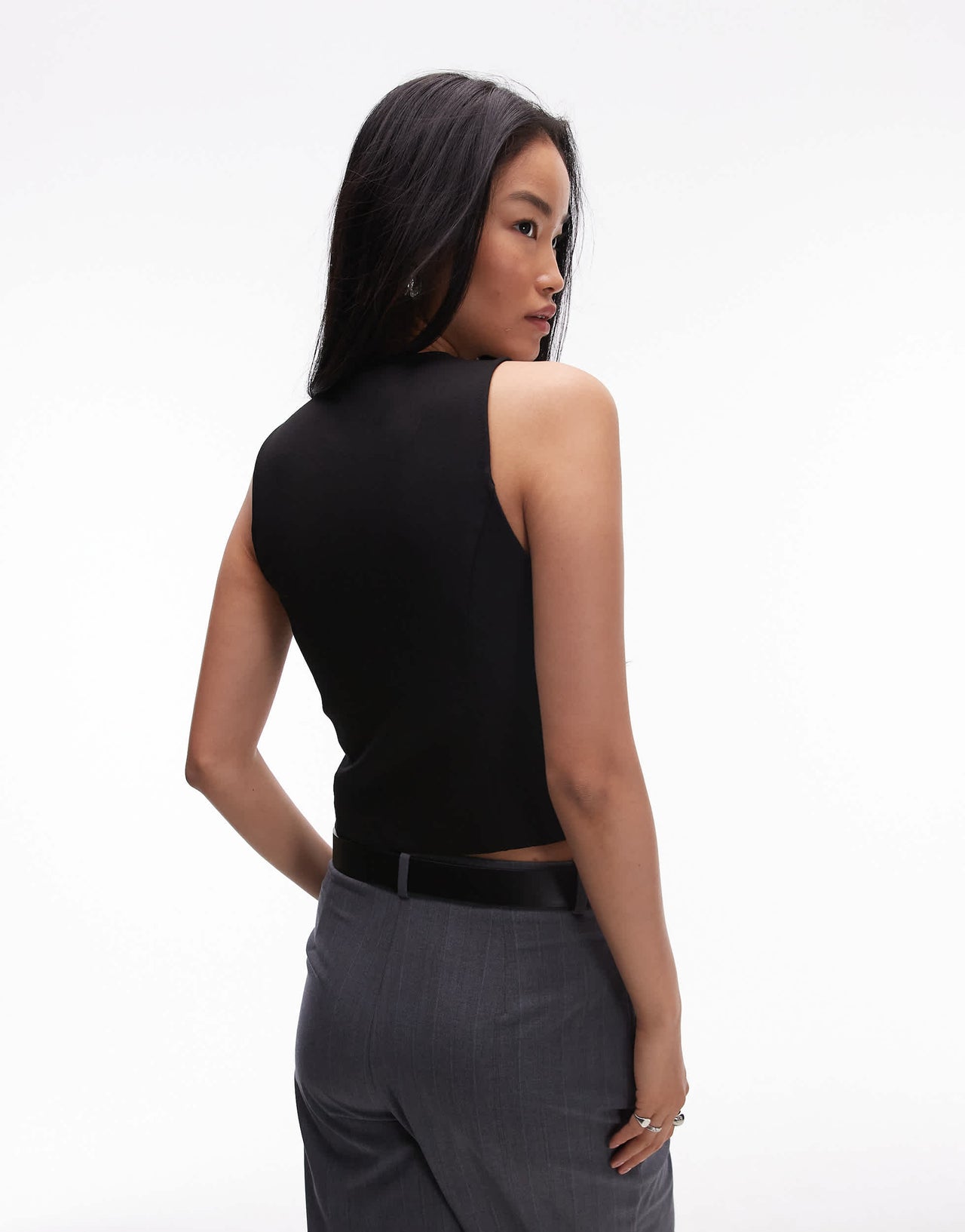 Mango button front waistcoat in black