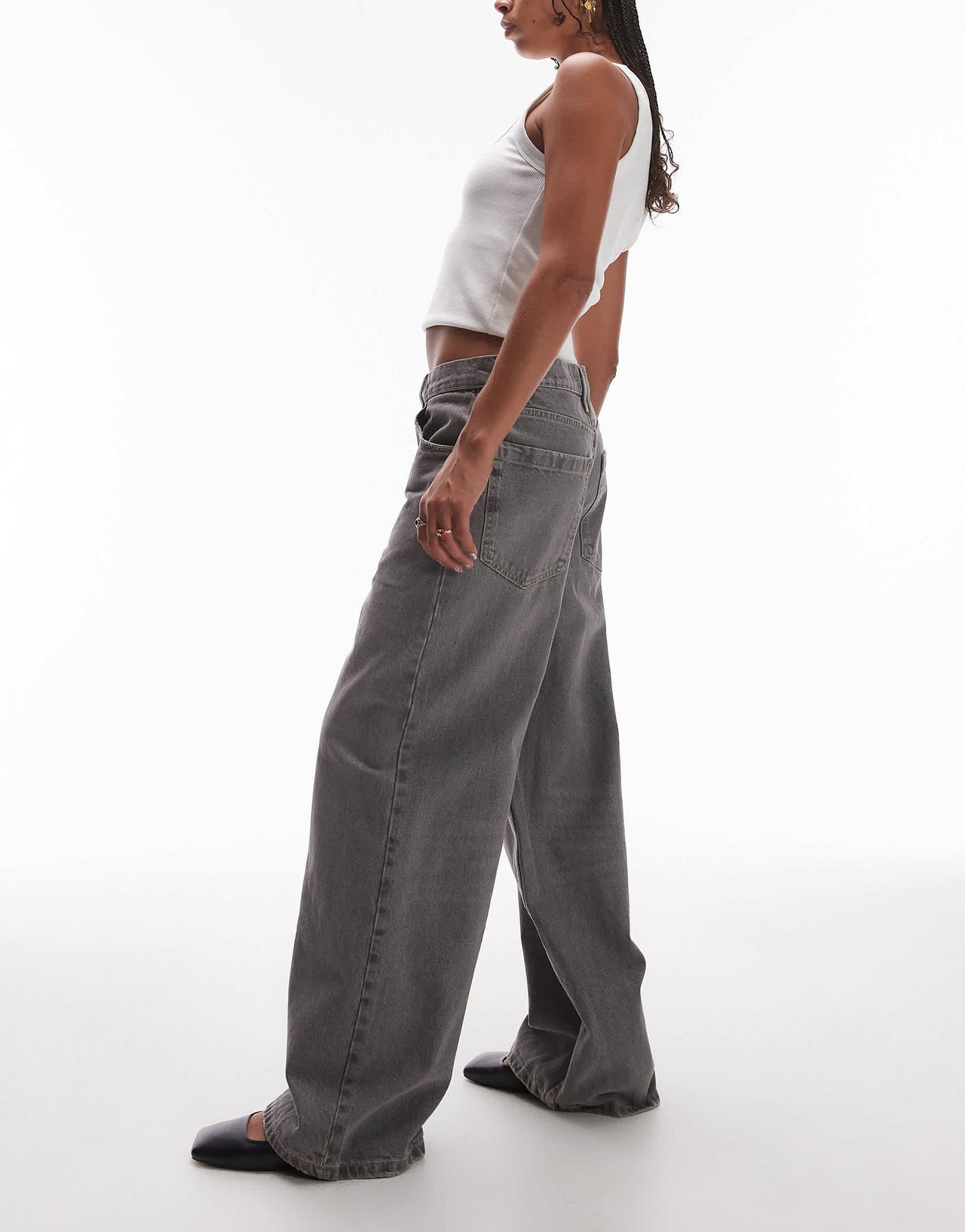 Mango relaxed straight jeans in washed black