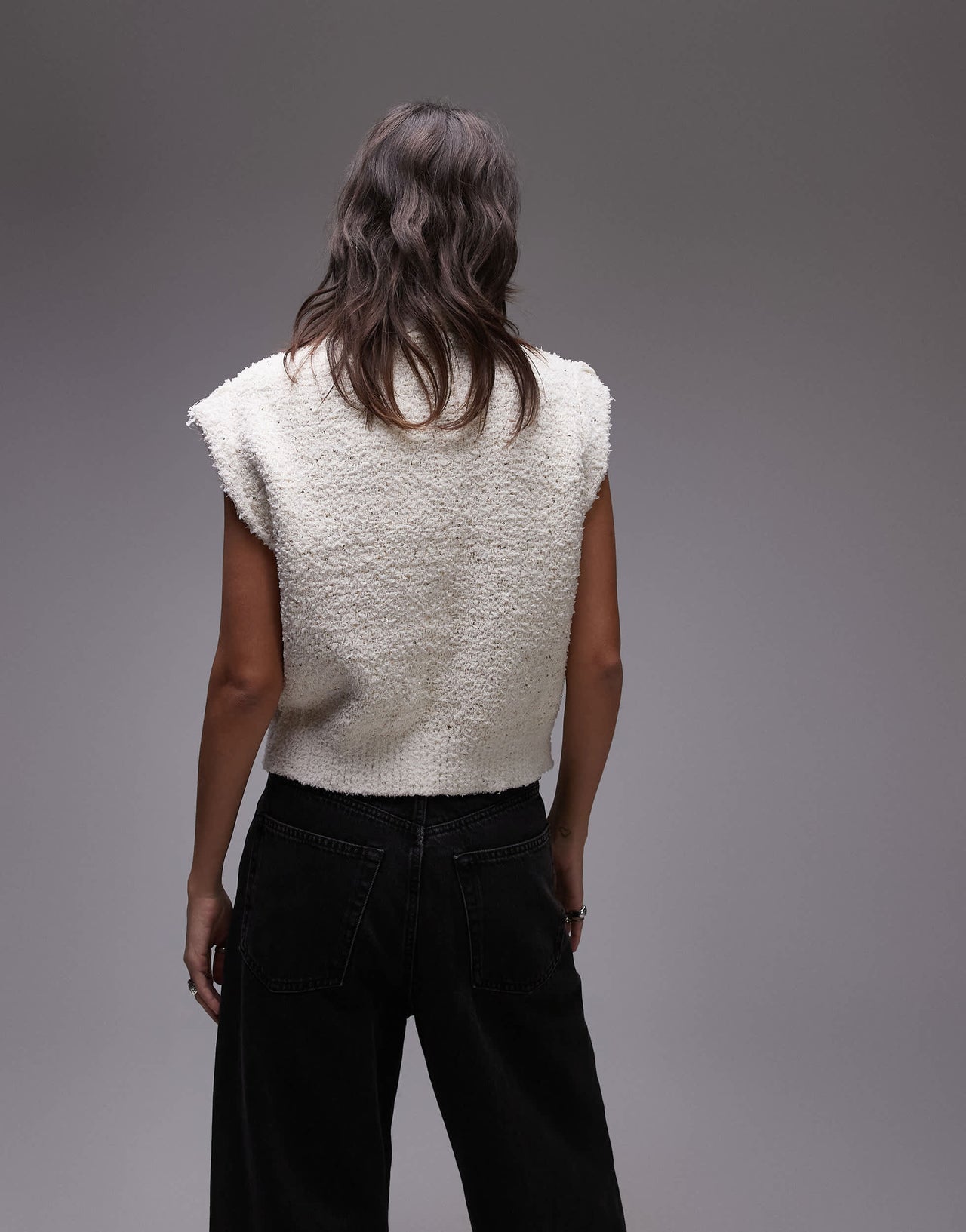 Mango button through sleeveless waistcoat in white