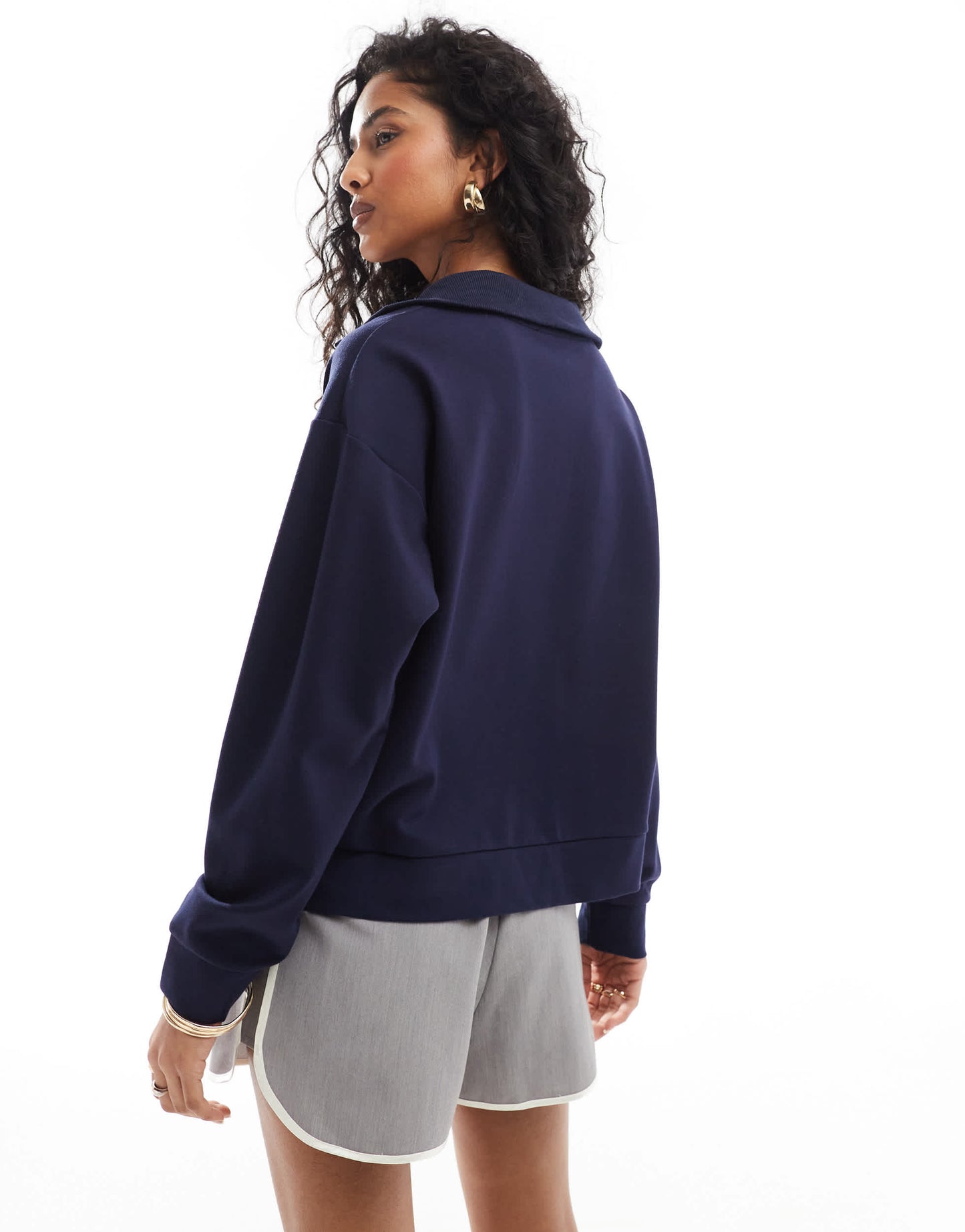 Mango high neck half zip sweat in navy
