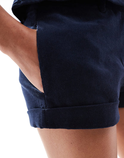 Motel wiluta micro cord tailored mini shorts co-ord in navy