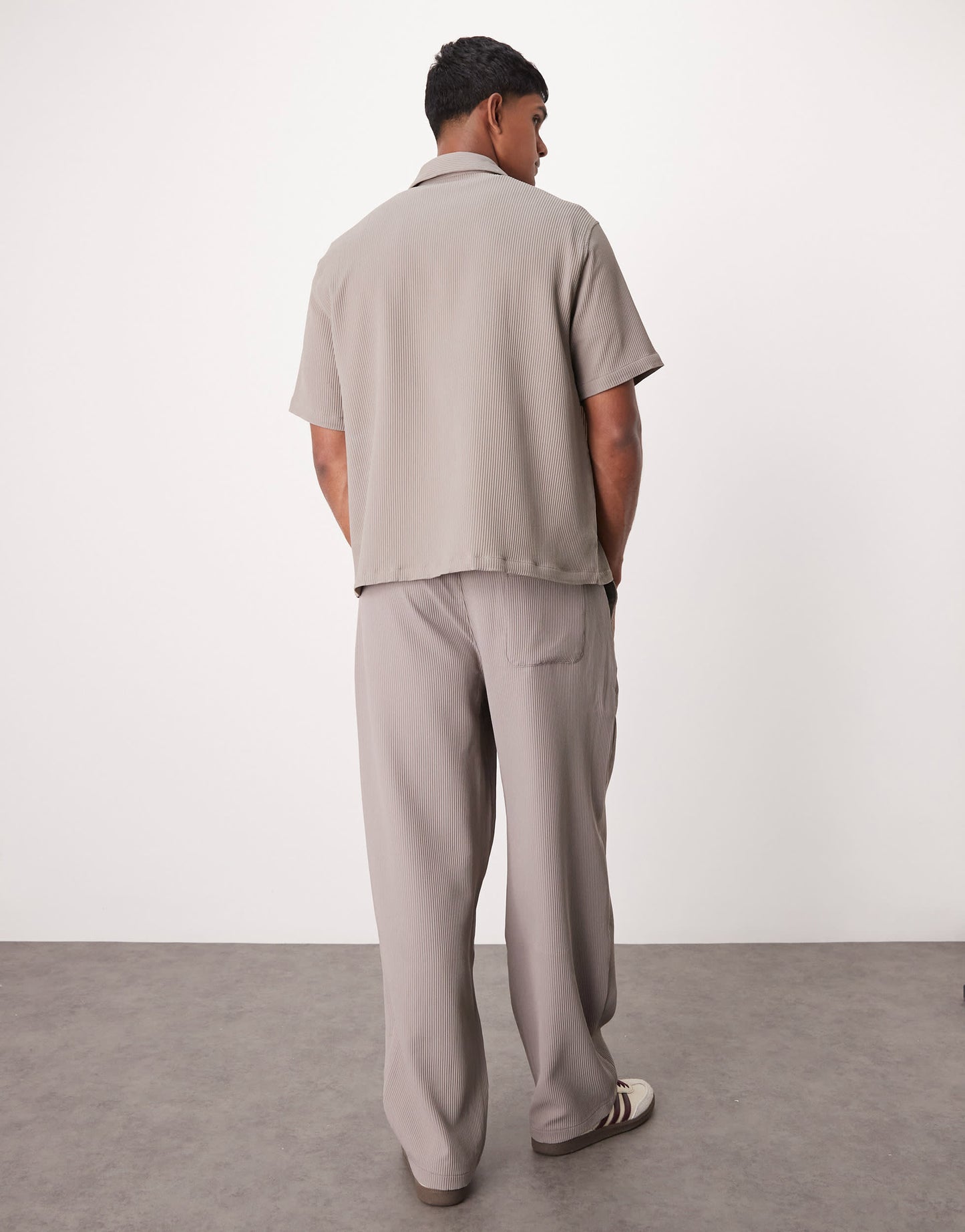 Bershka plisse pocket shirt co-ord in light brown