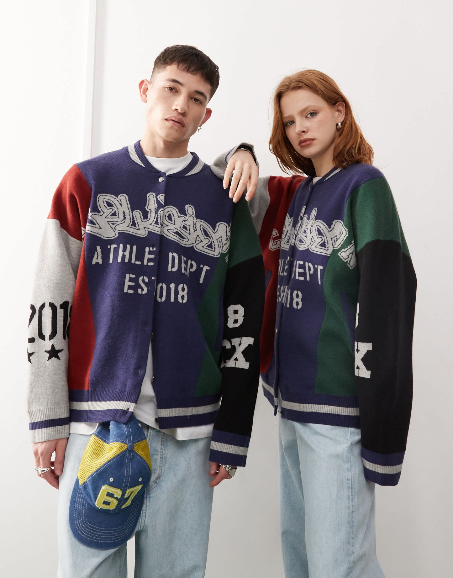 COLLUSION Unisex spliced bomber in navy
