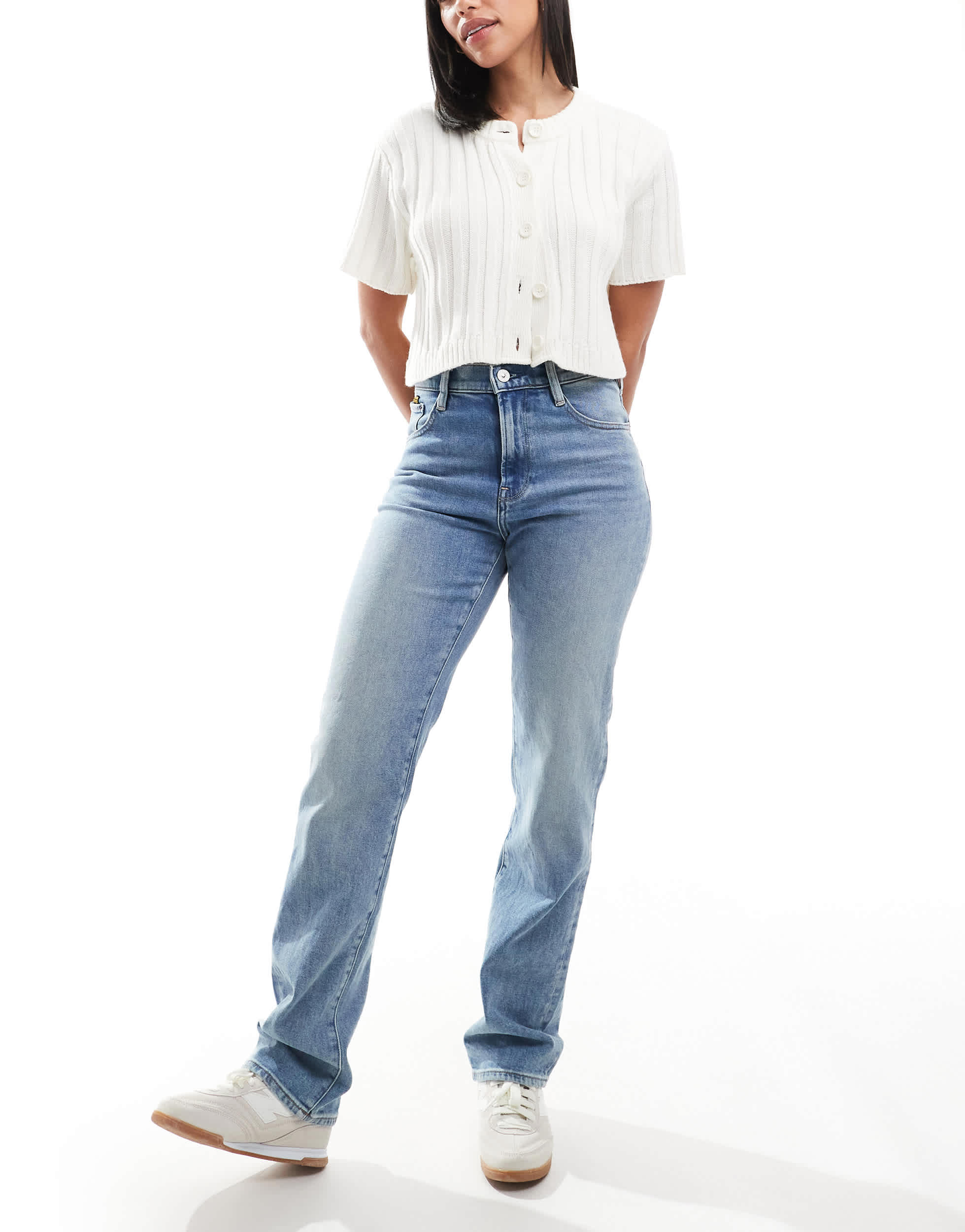 G-Star viktoria high rise straight leg denim jeans in lightwash blue