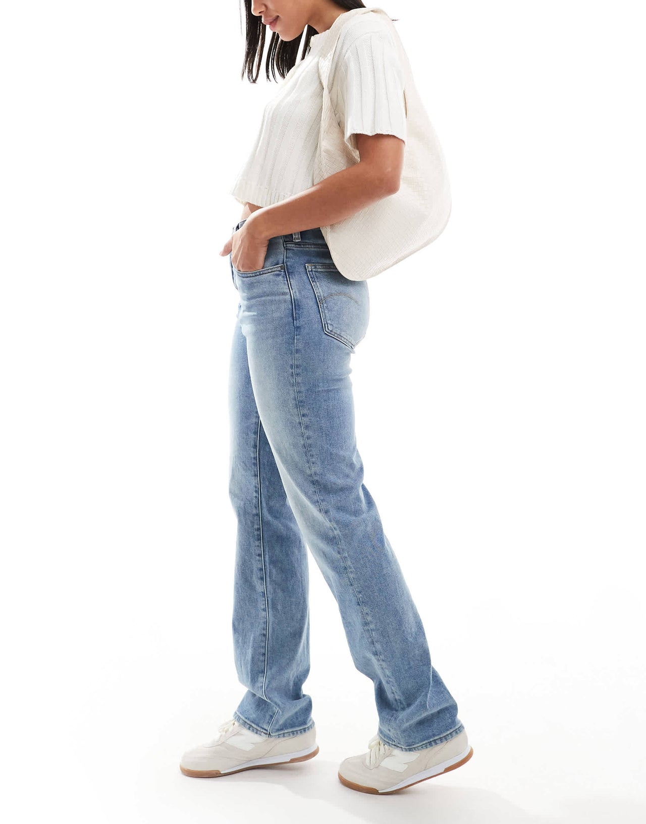 G-Star viktoria high rise straight leg denim jeans in lightwash blue