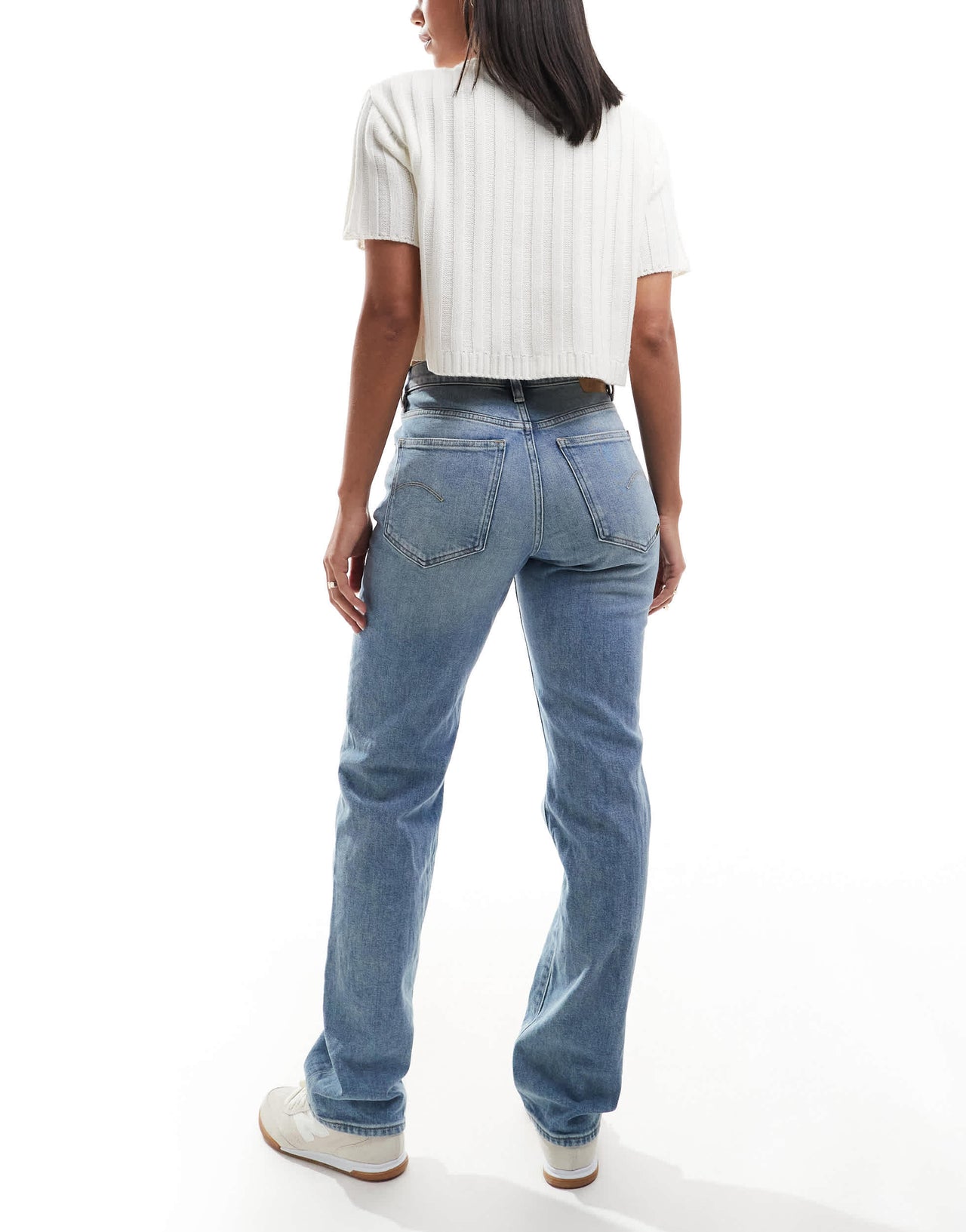 G-Star viktoria high rise straight leg denim jeans in lightwash blue