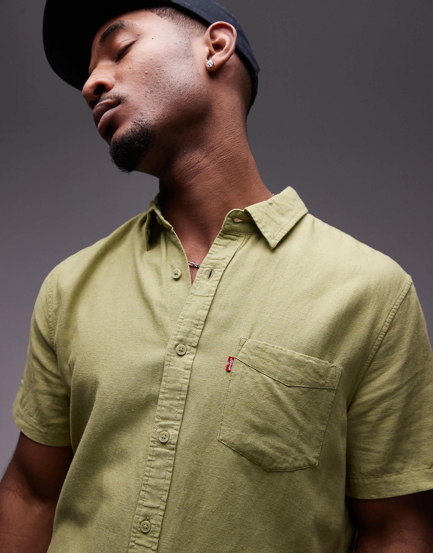 Levi's Sunset short sleeve linen cotton mix shirt regular fit in green