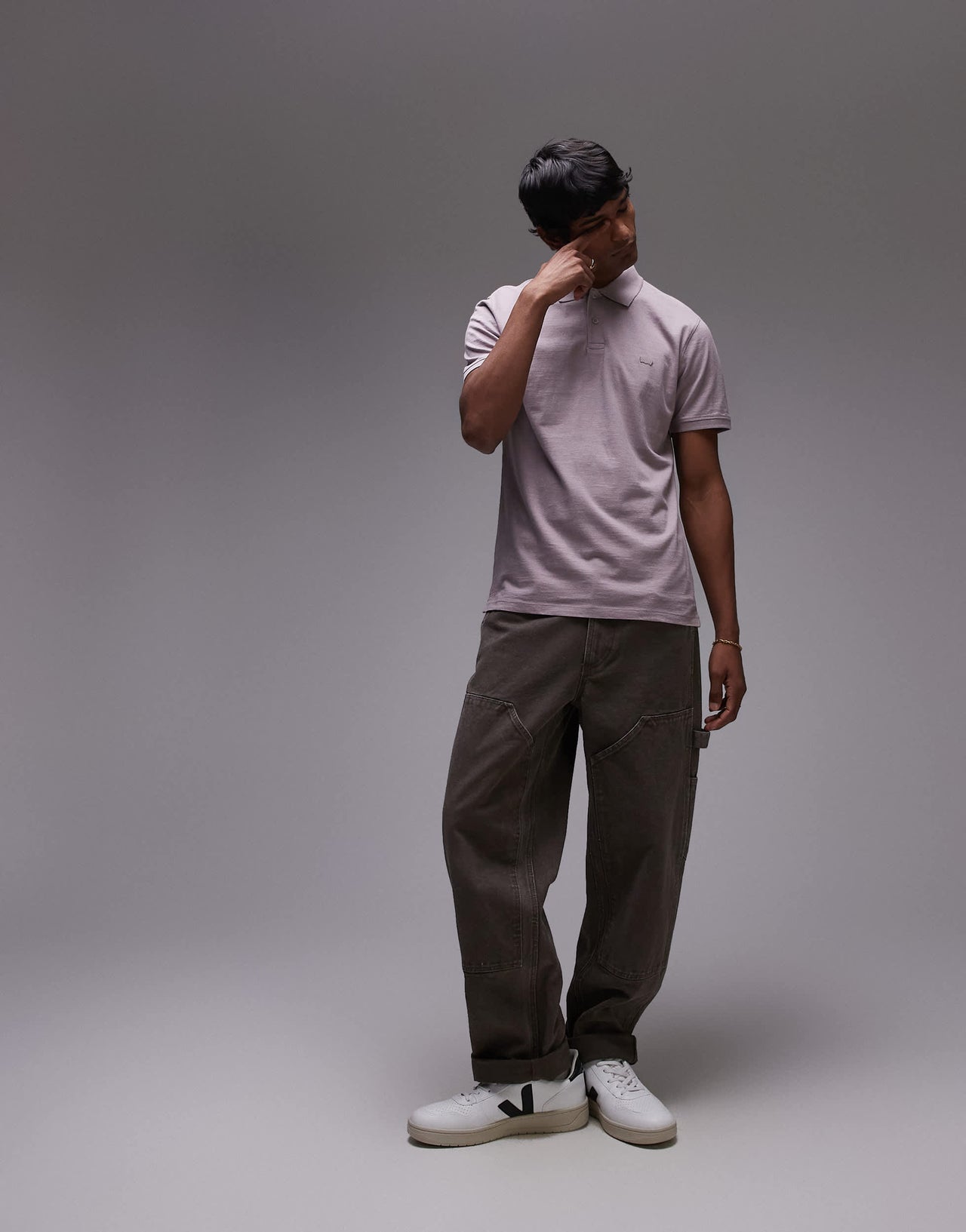 Levi's batwing logo slim fit slub jersey polo in lilac