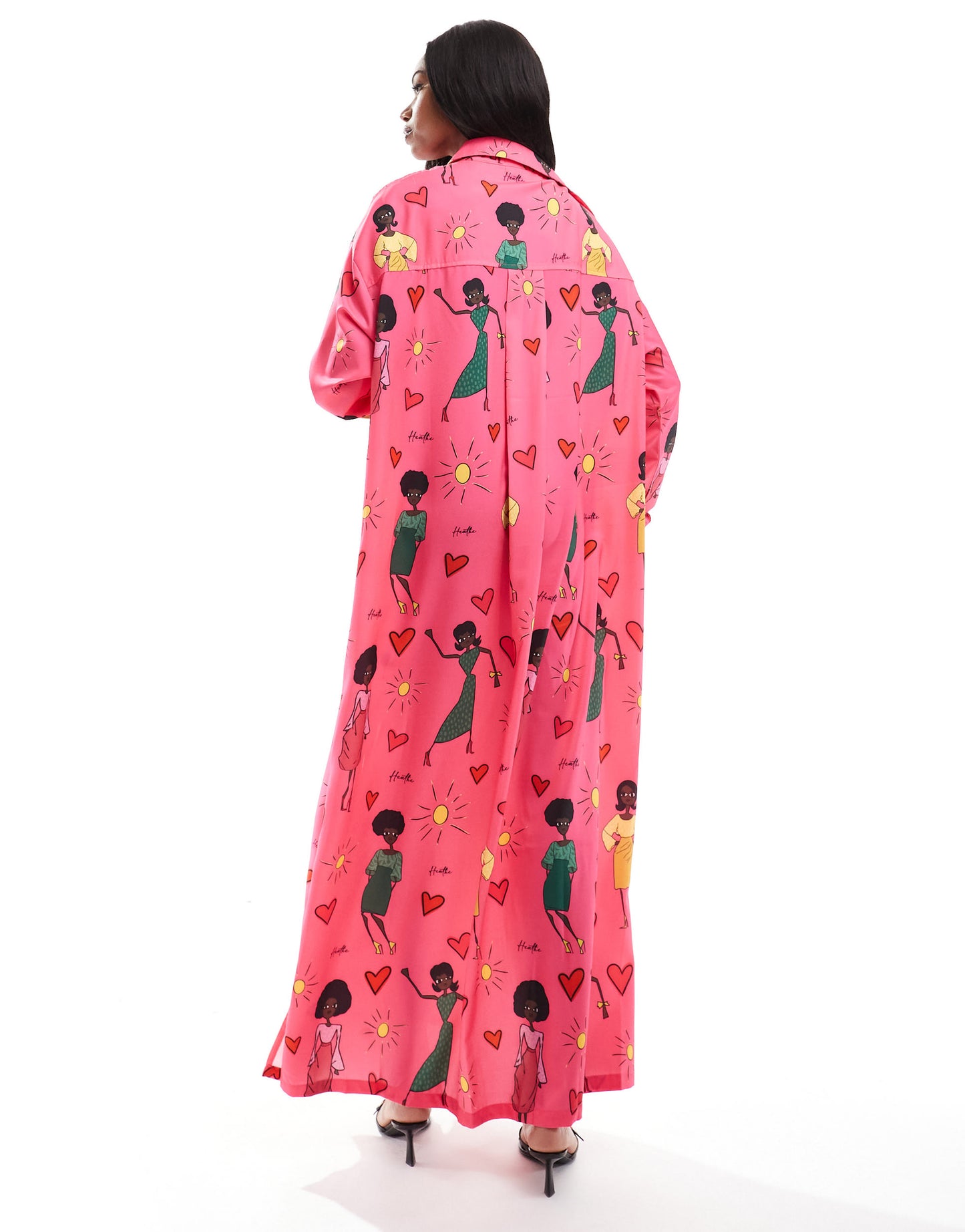 Heathe Ebi longline shirt dress in pink print