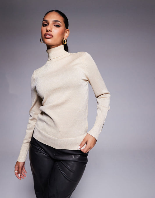 River Island roll neck jumper in cream