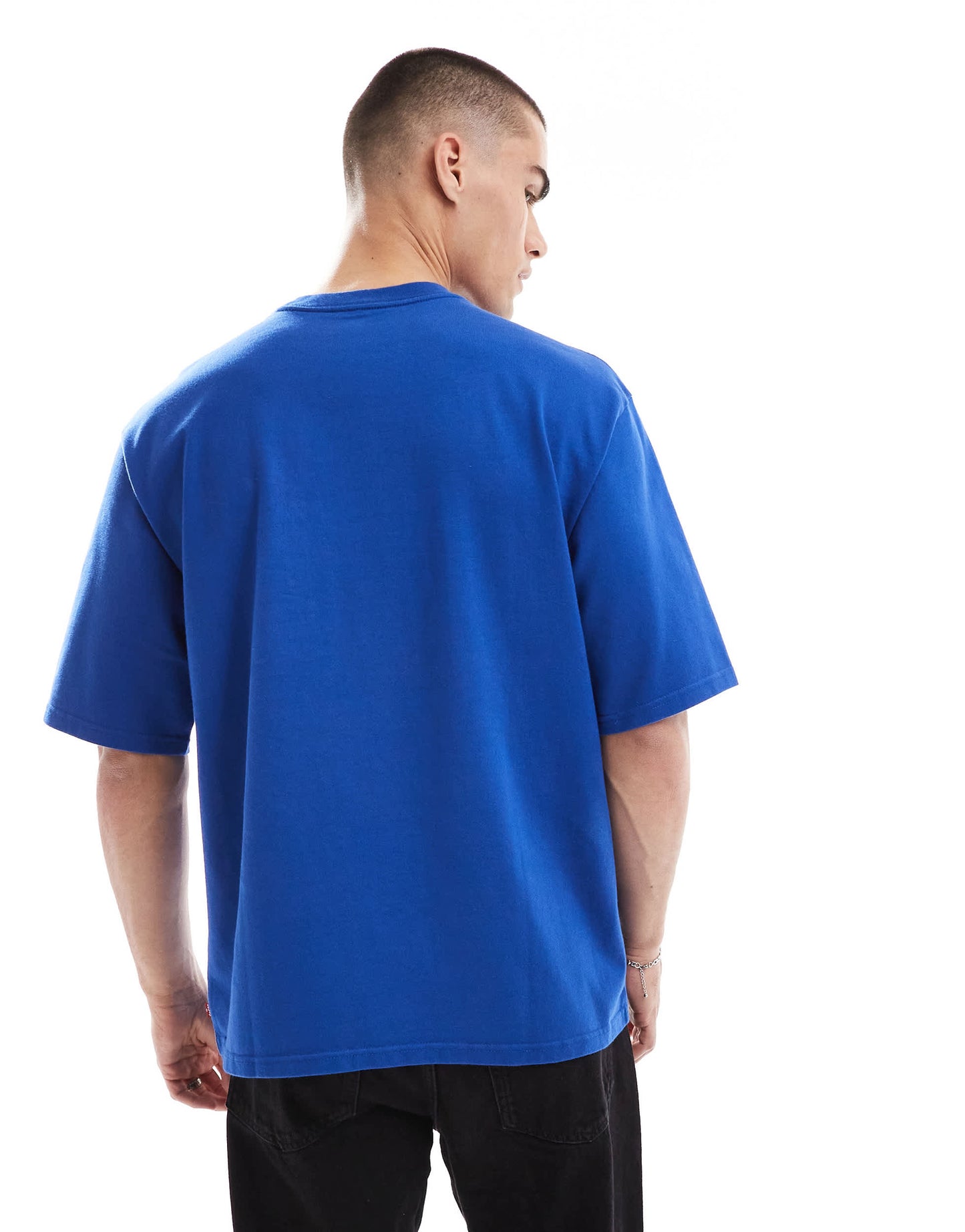 Levi's embroid script logo pocket half sleeve t-shirt in mid blue