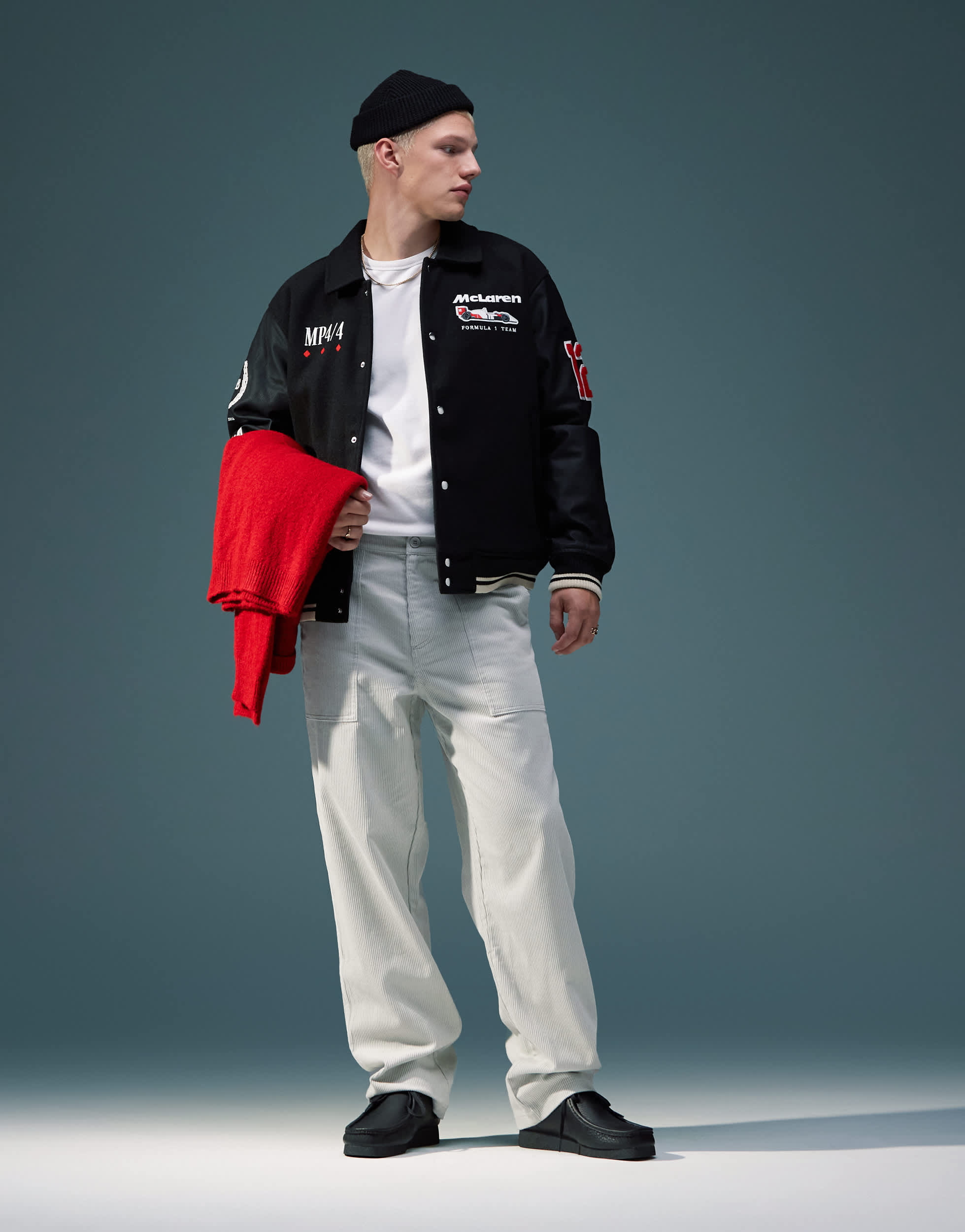 ASOS DESIGN baggy cord trousers in grey