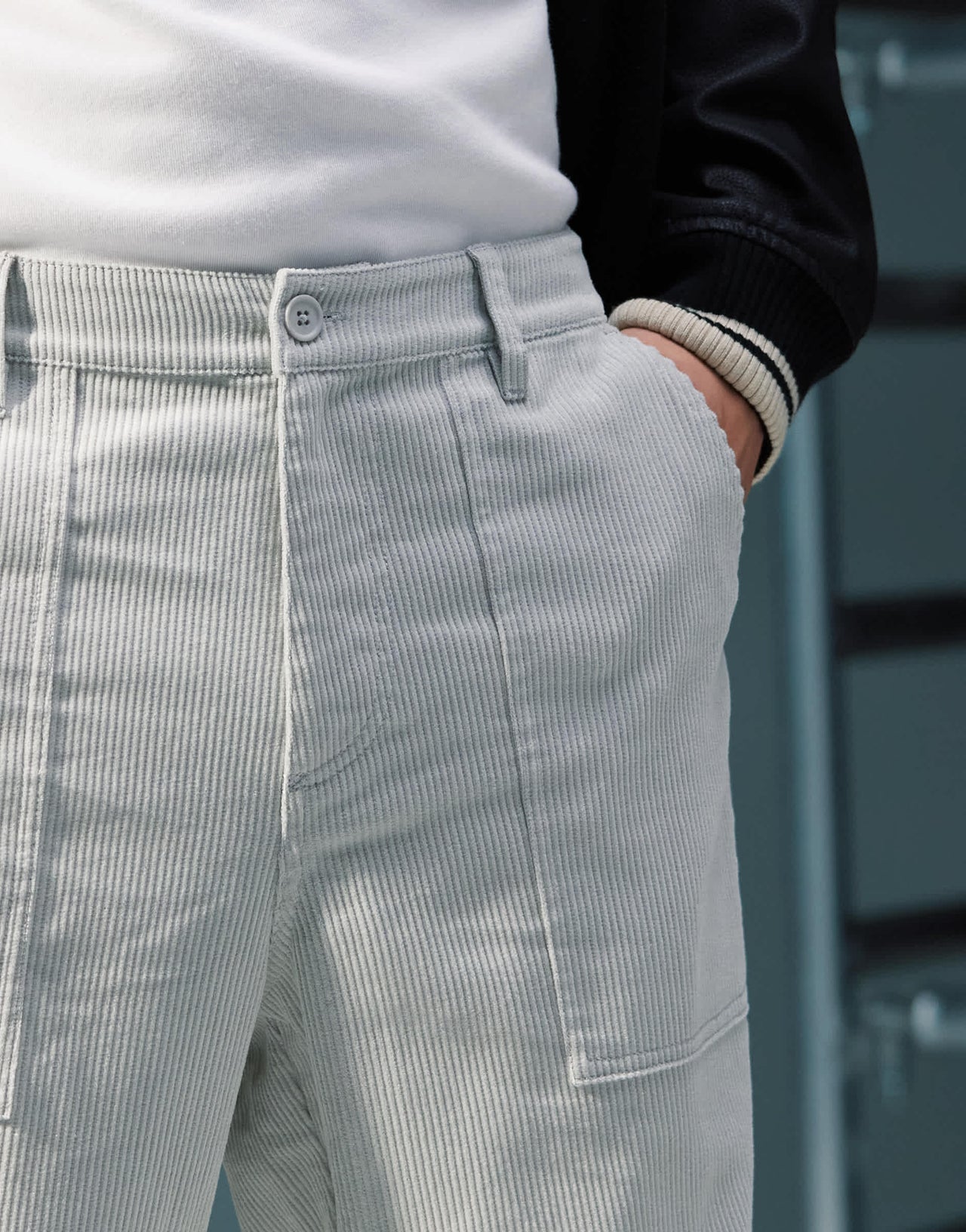 ASOS DESIGN baggy cord trousers in grey