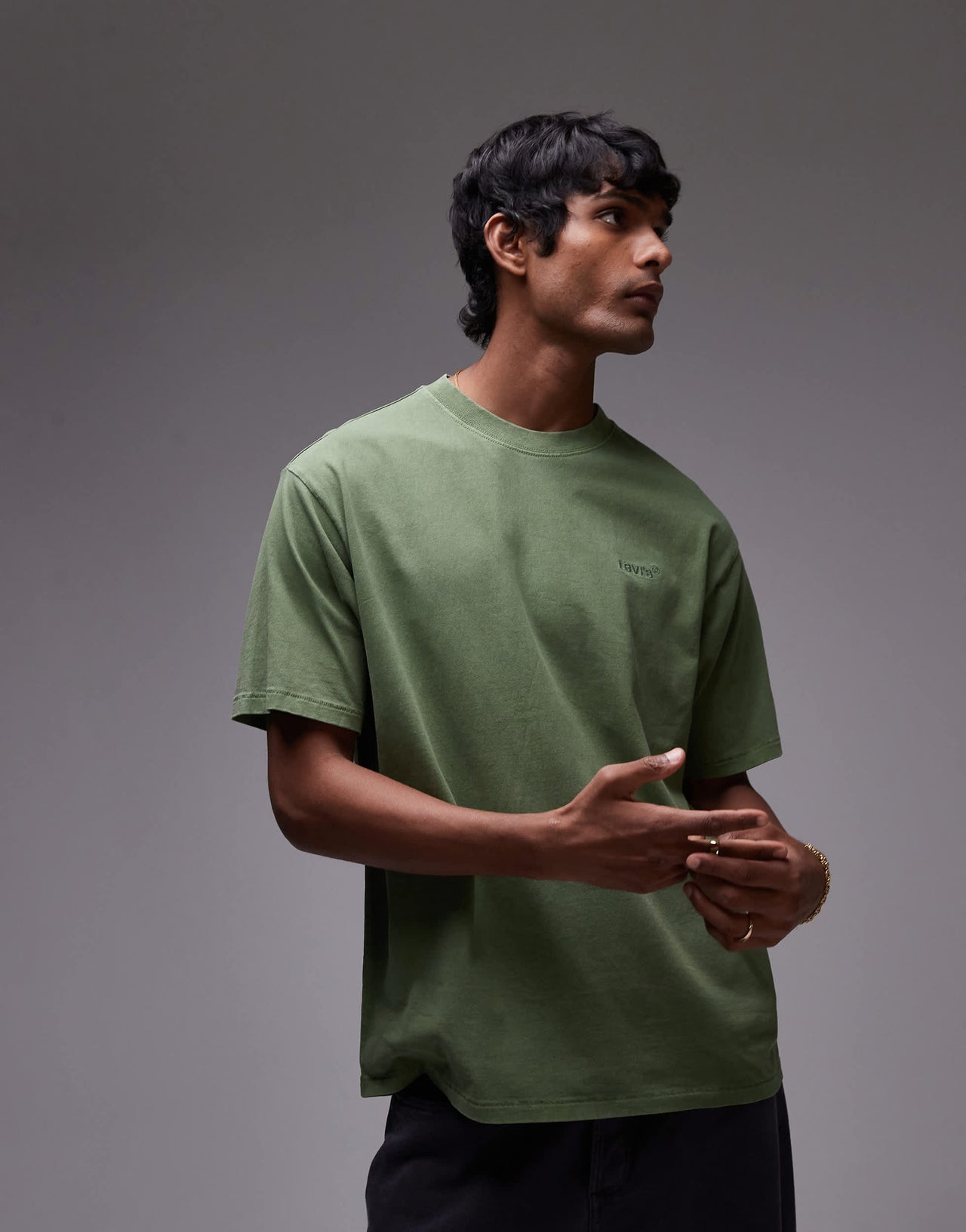 Levi's Red Tab vintage relaxed fit logo garment dye t-shirt in mid green