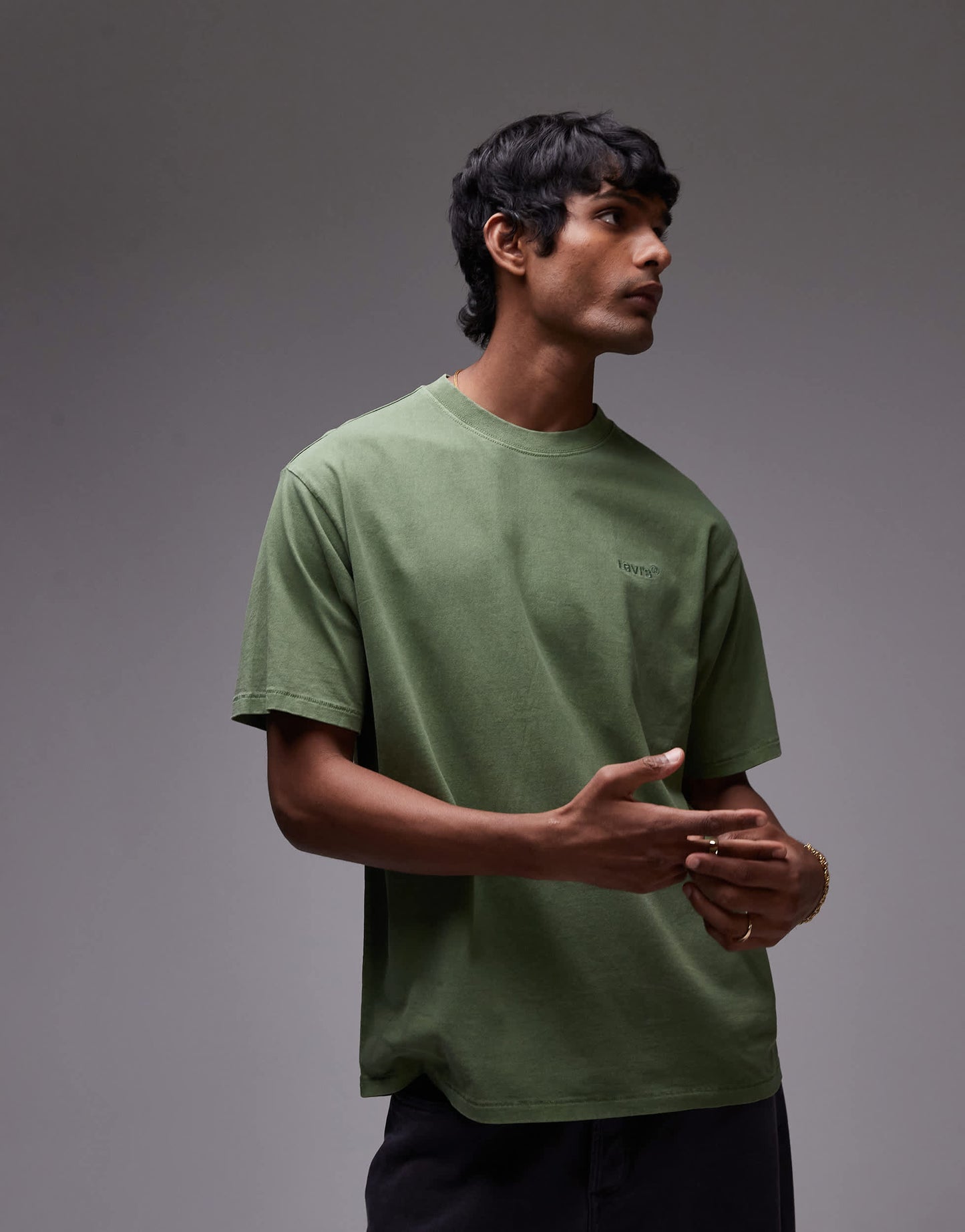 Levi's Red Tab vintage relaxed fit logo garment dye t-shirt in mid green
