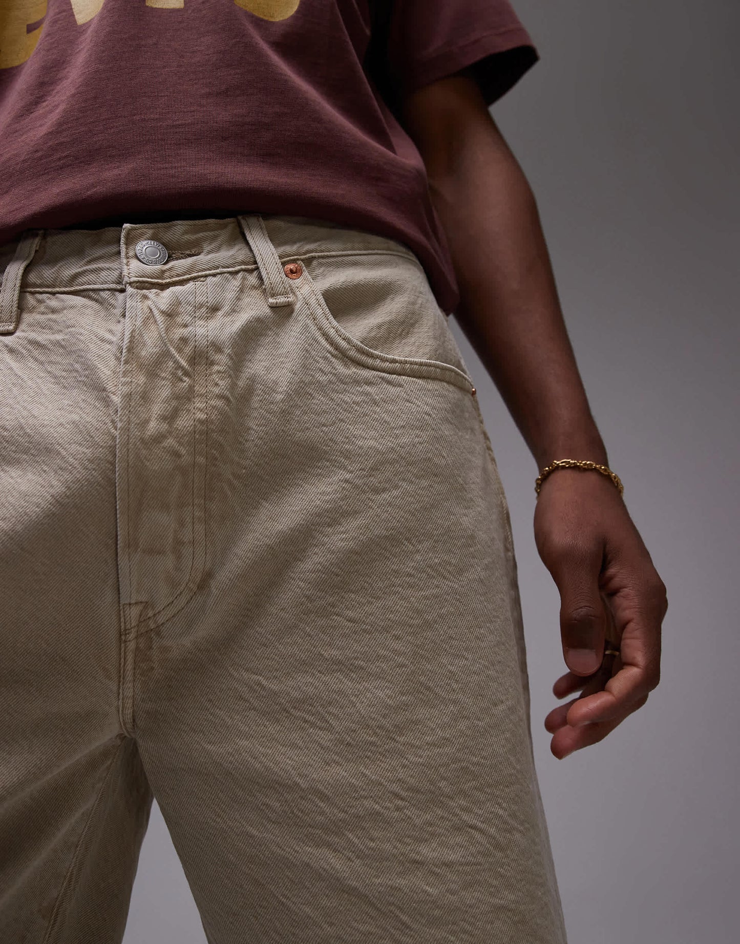 Levi's 501 Original straight garment dyed denim shorts in khaki tan