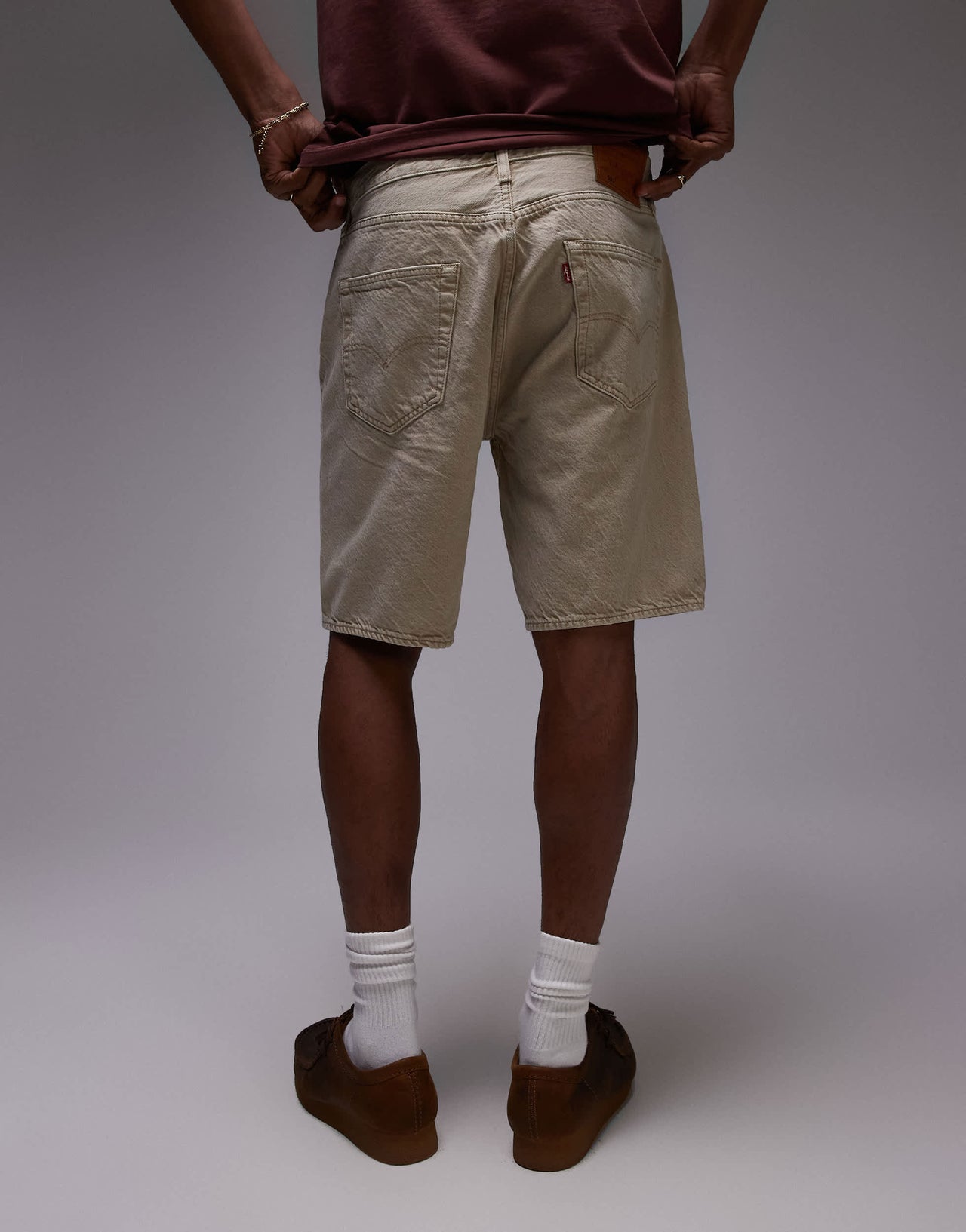 Levi's 501 Original straight garment dyed denim shorts in khaki tan