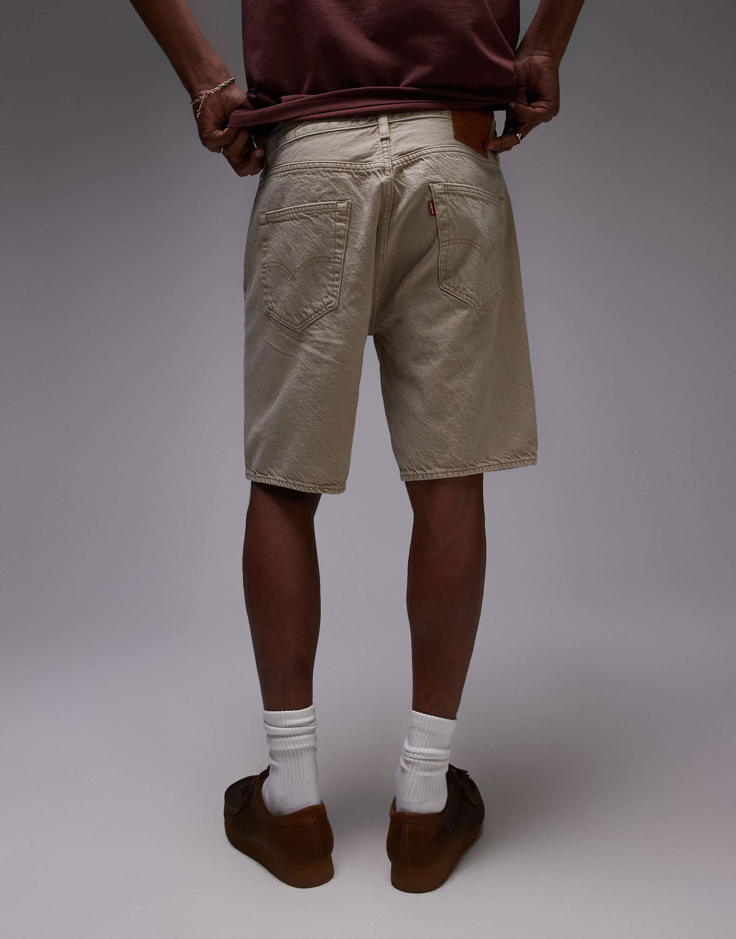 Levi's 501 Original straight garment dyed denim shorts in khaki tan