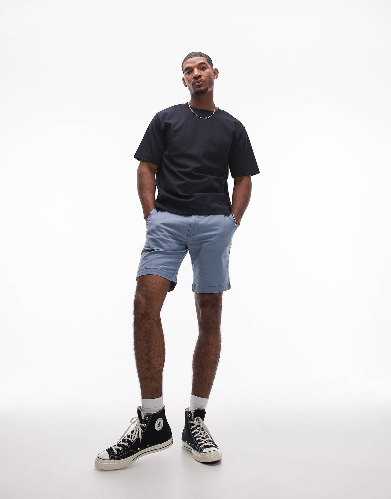 Levi's XX Chino straight cotton linen shorts in mid blue