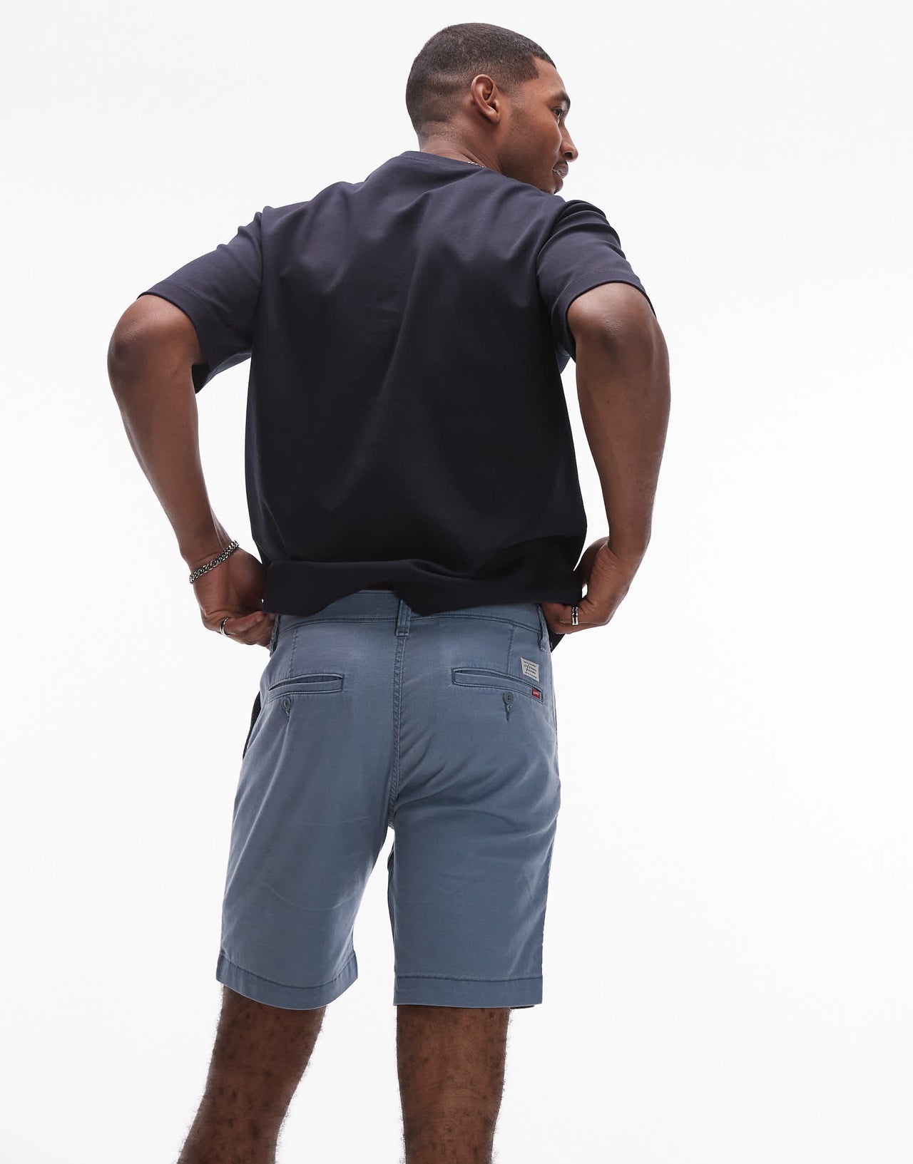 Levi's XX Chino straight cotton linen shorts in mid blue