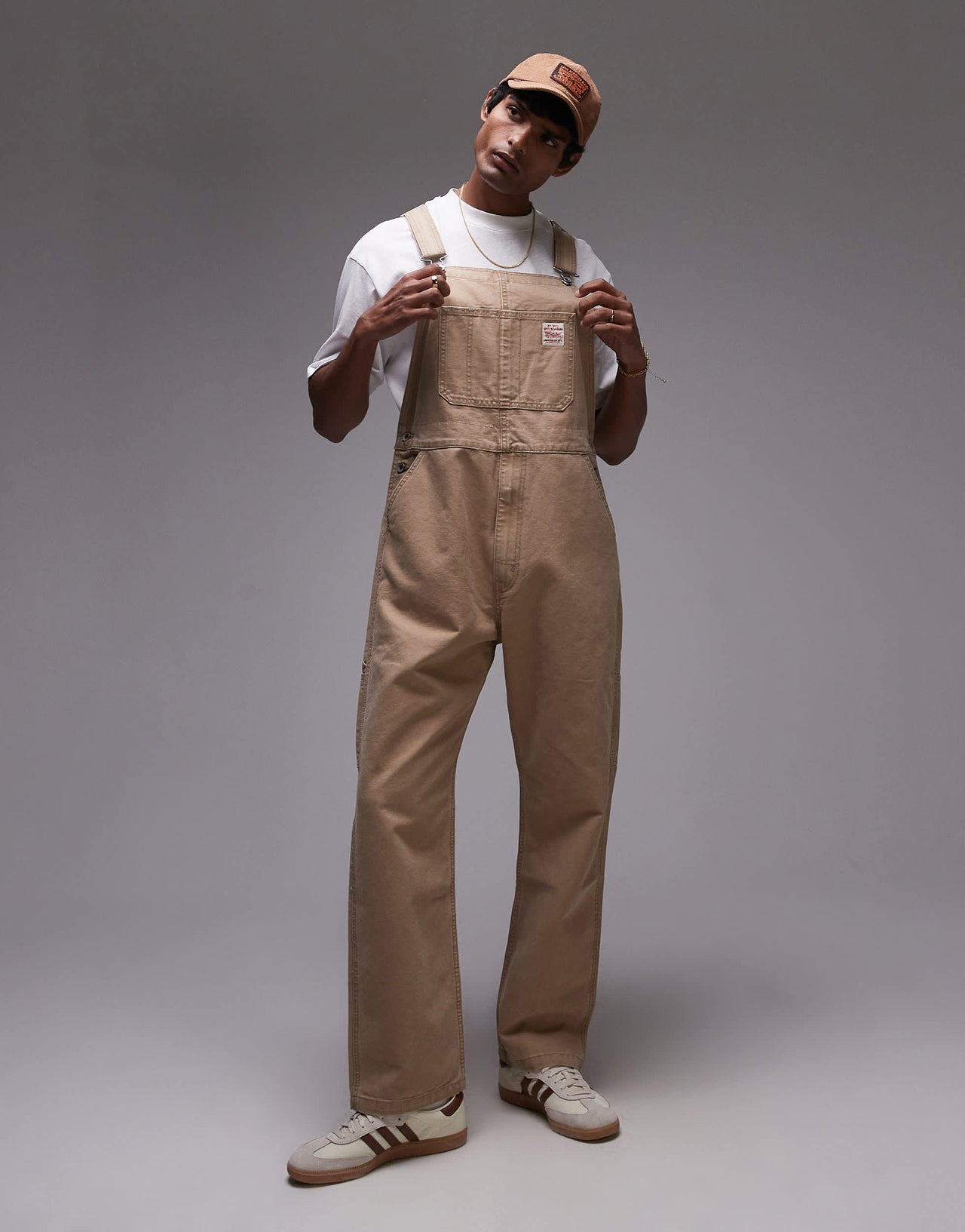 Levi's Workwear capsule canvas dungaree trousers in beige