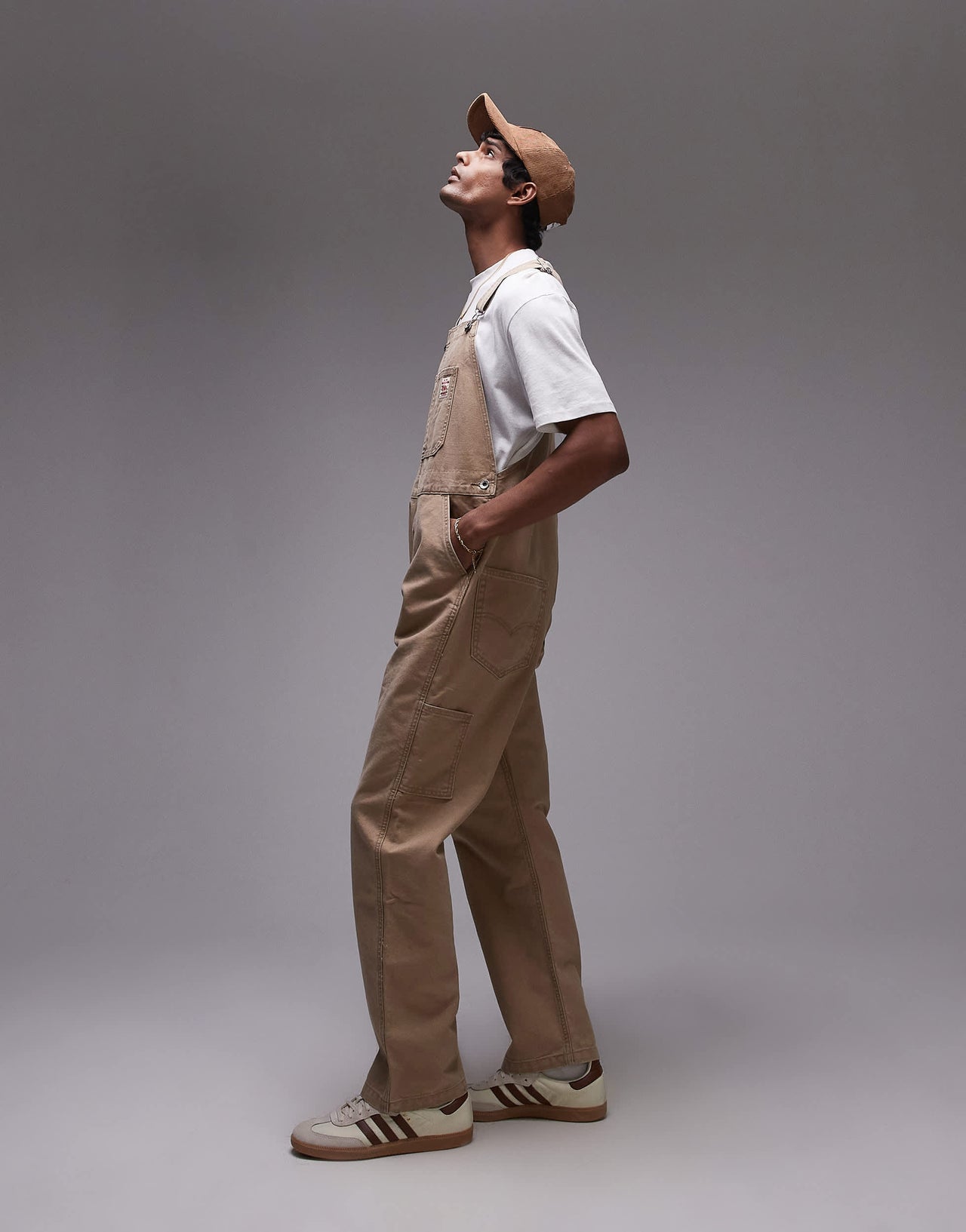 Levi's Workwear capsule canvas dungaree trousers in beige