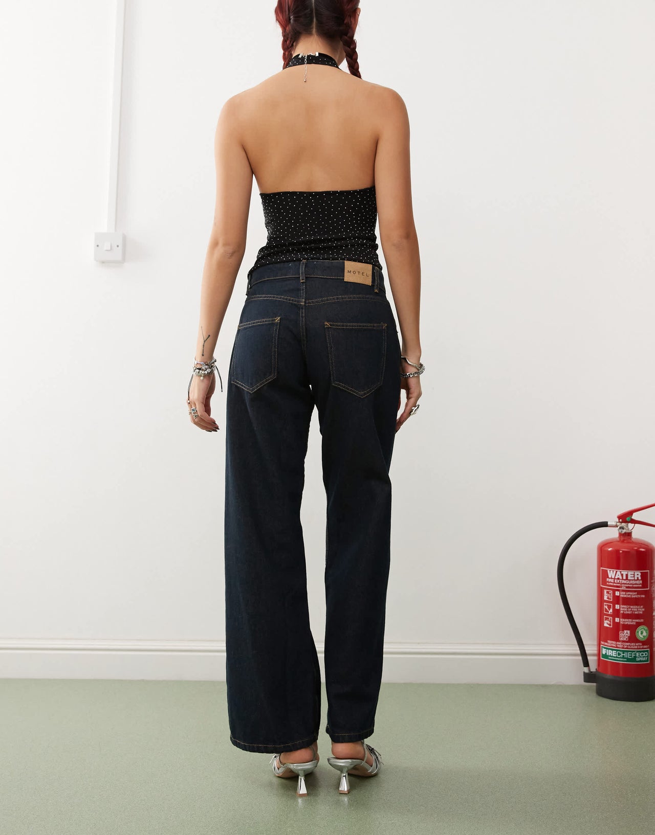 Motel low rise parallel leg jeans in indigo
