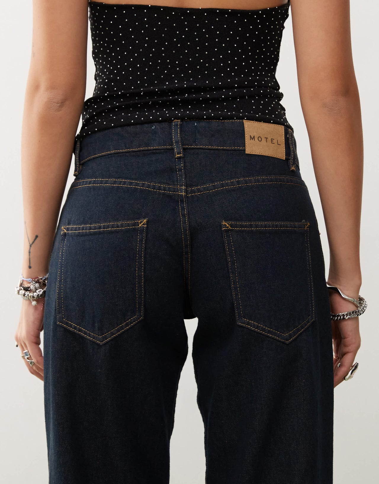 Motel low rise parallel leg jeans in indigo